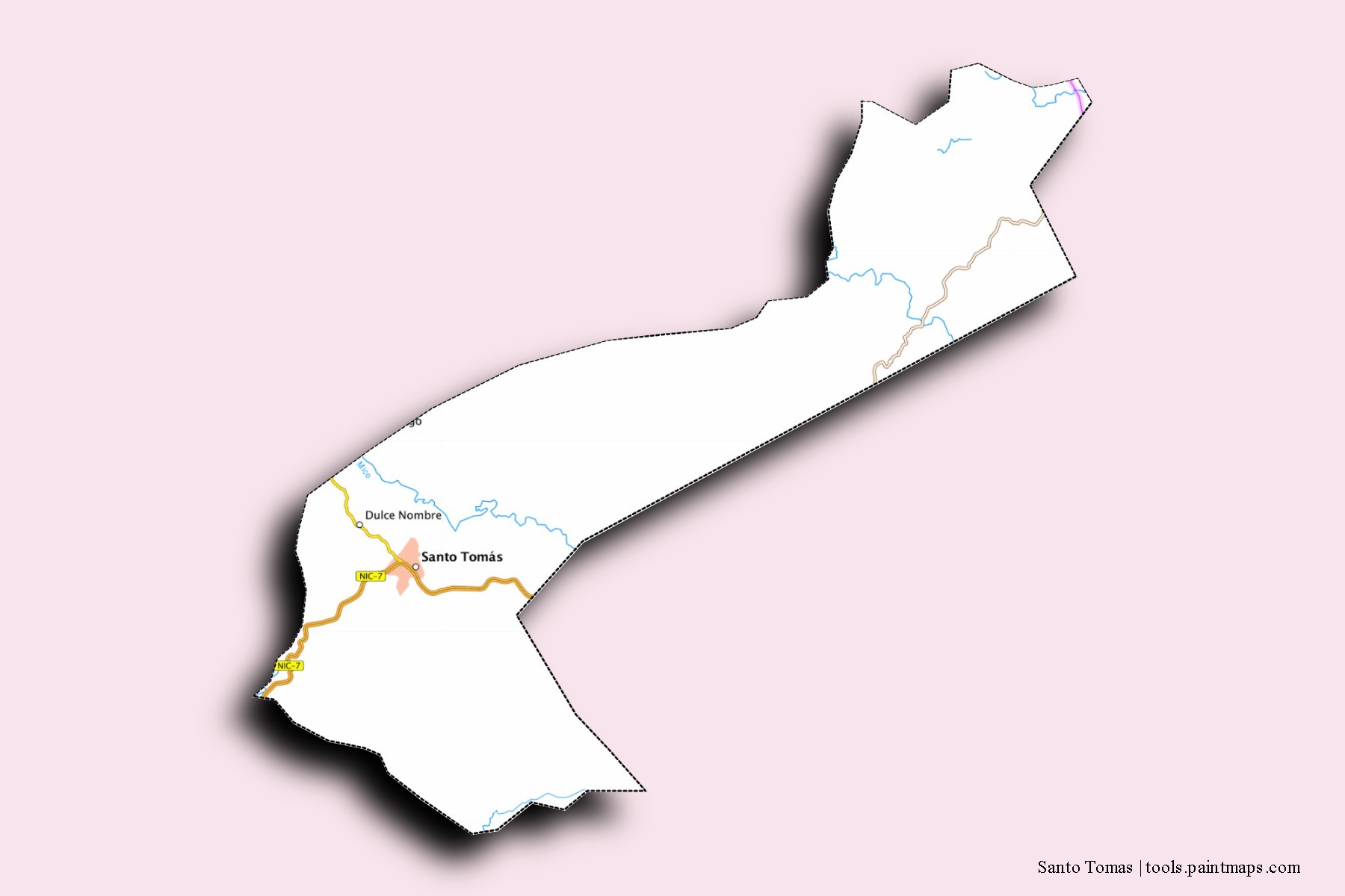 Mapa de barrios y pueblos de Santo Tomas con efecto de sombra 3D