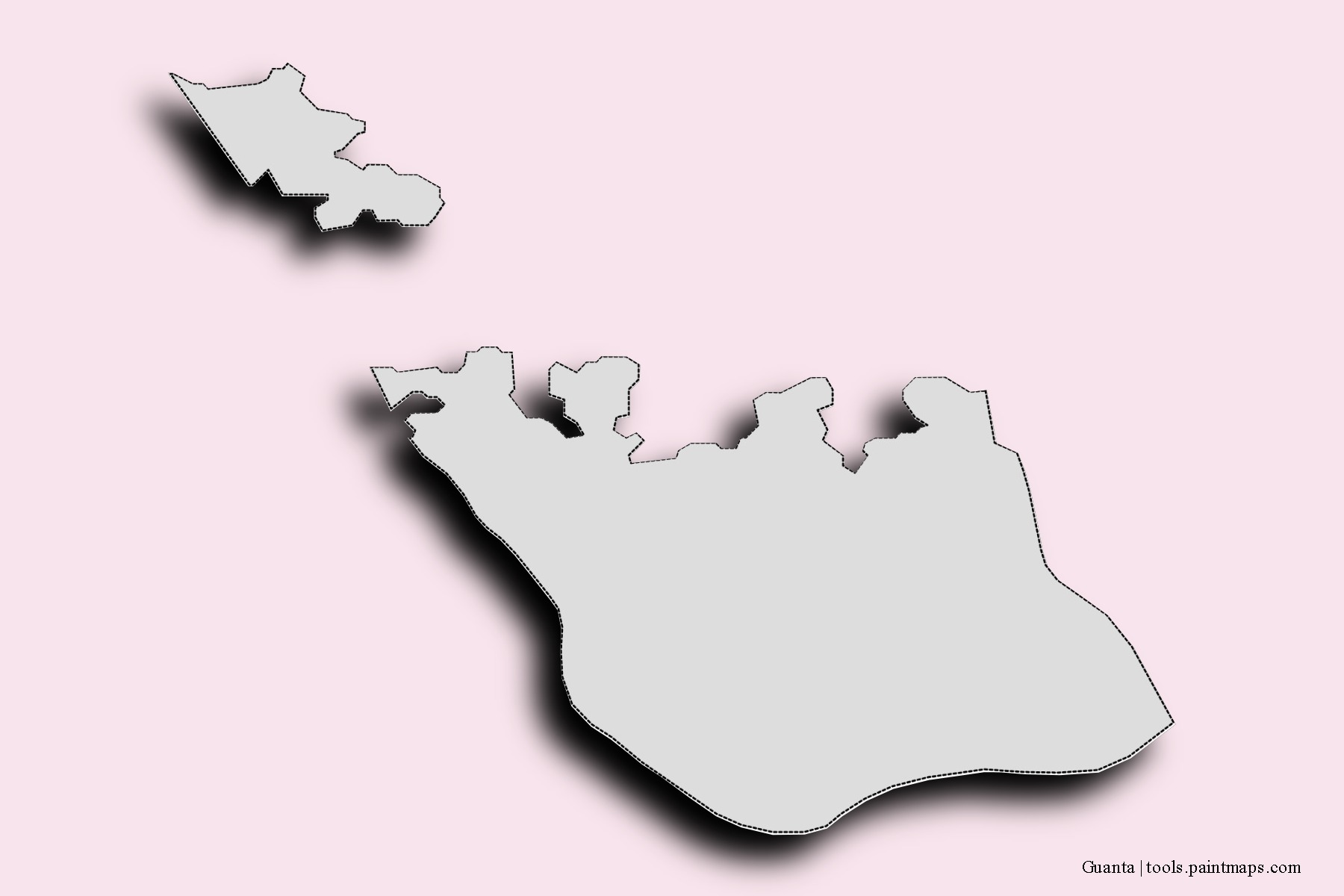 Mapa de barrios y pueblos de Guanta con efecto de sombra 3D