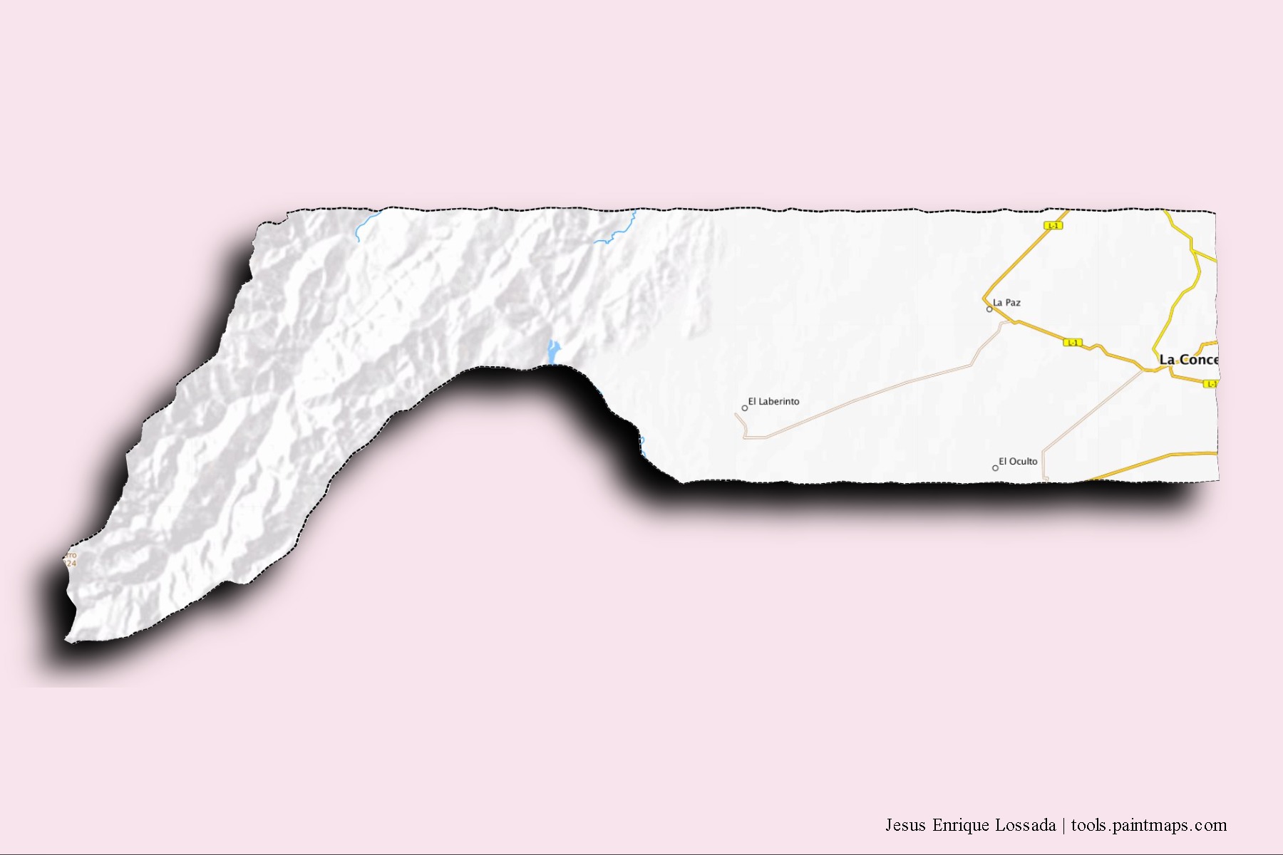 Jesús Enrique Lossada neighborhoods and villages map with 3D shadow effect