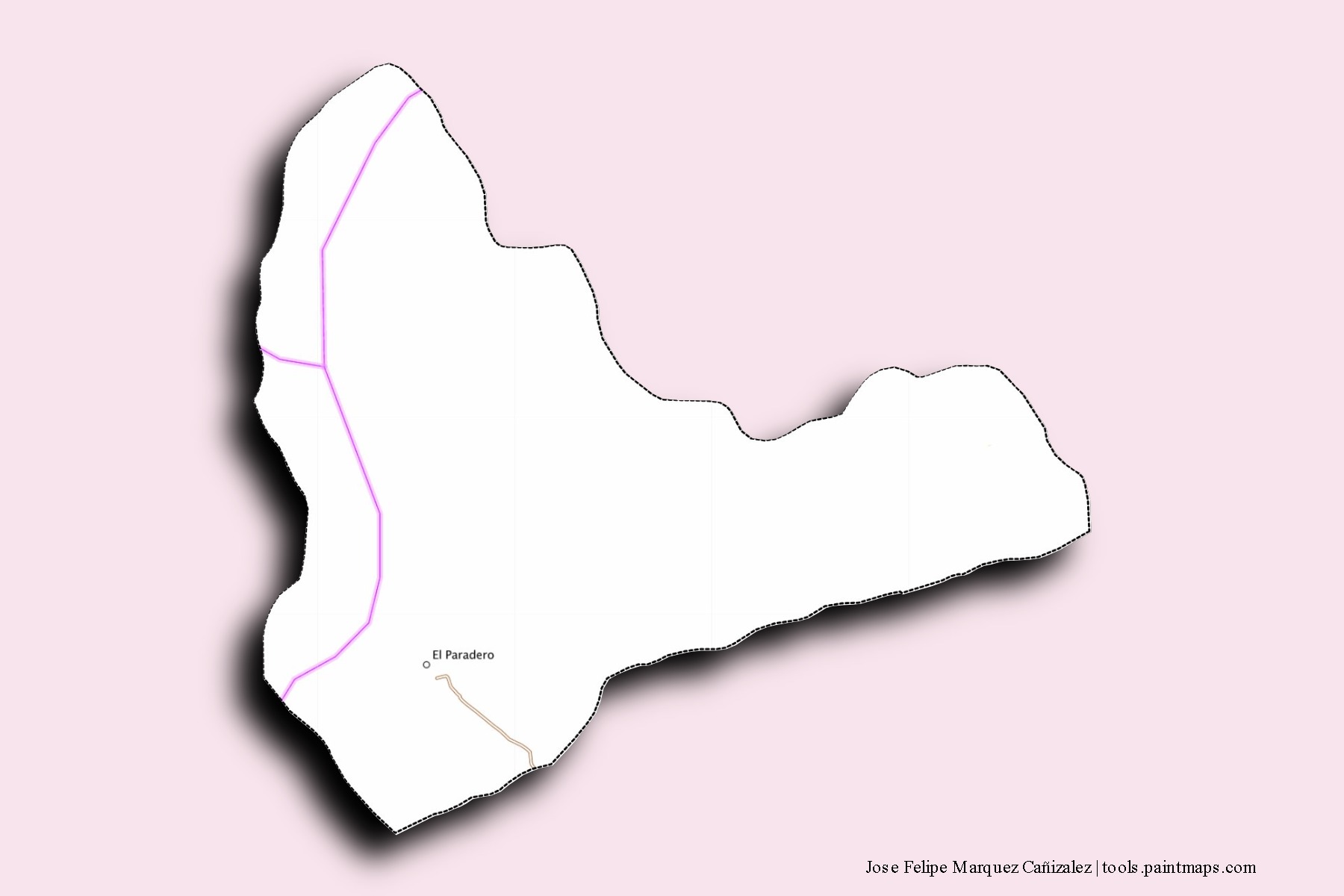 Mapa de barrios y pueblos de Jose Felipe Marquez Cañizalez con efecto de sombra 3D