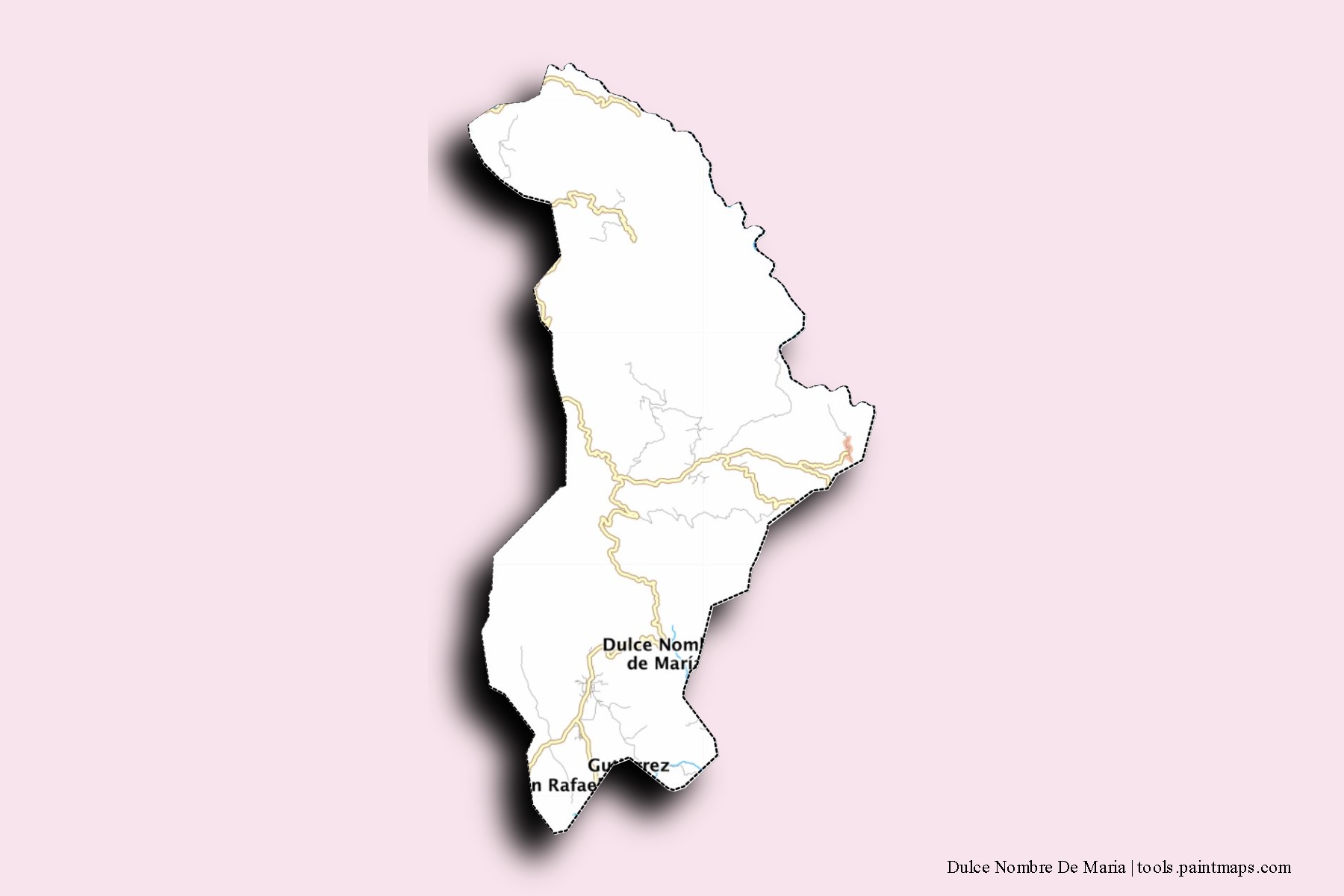 Mapa de barrios y pueblos de Dulce Nombre De Maria con efecto de sombra 3D