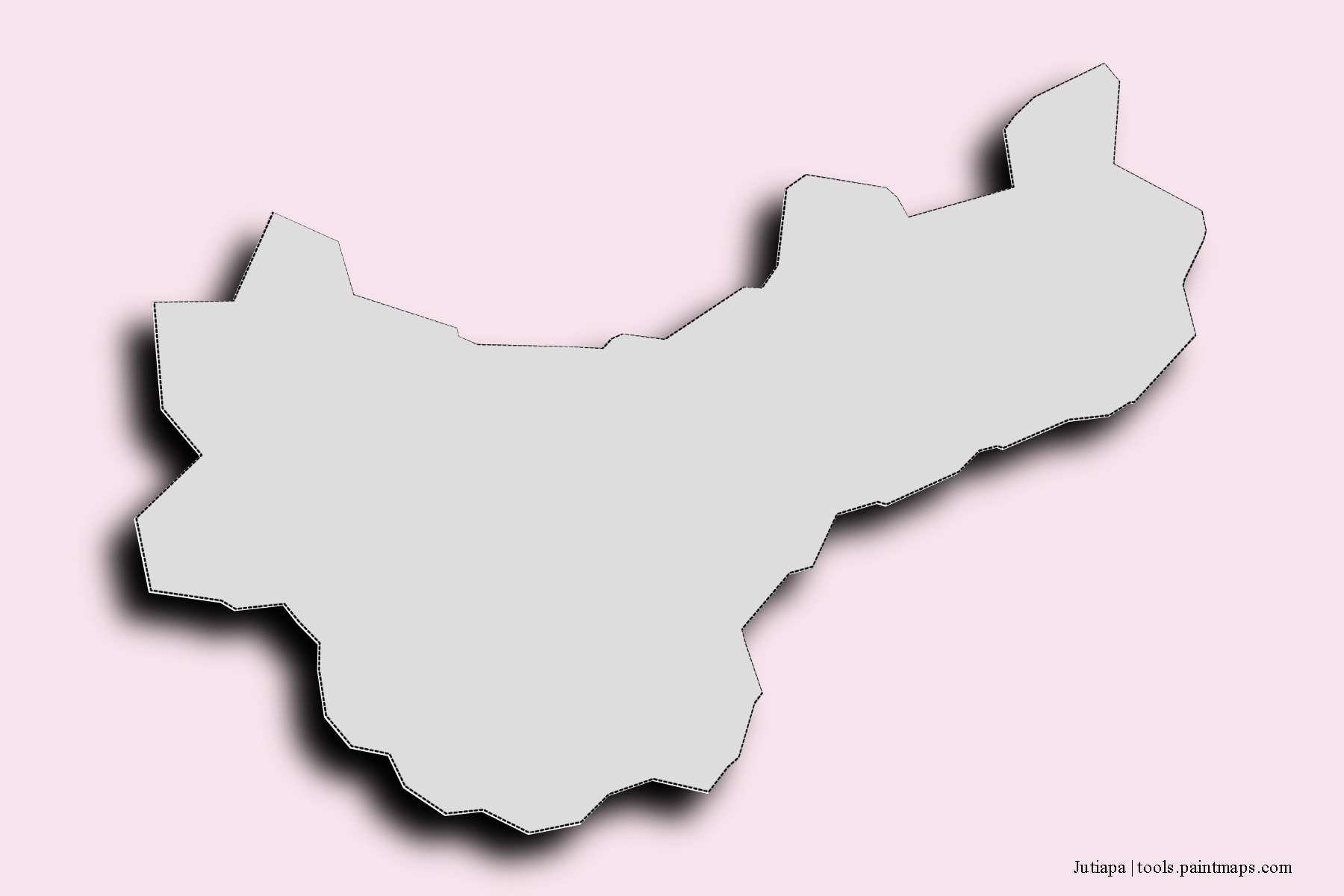 Mapa de barrios y pueblos de Jutiapa con efecto de sombra 3D