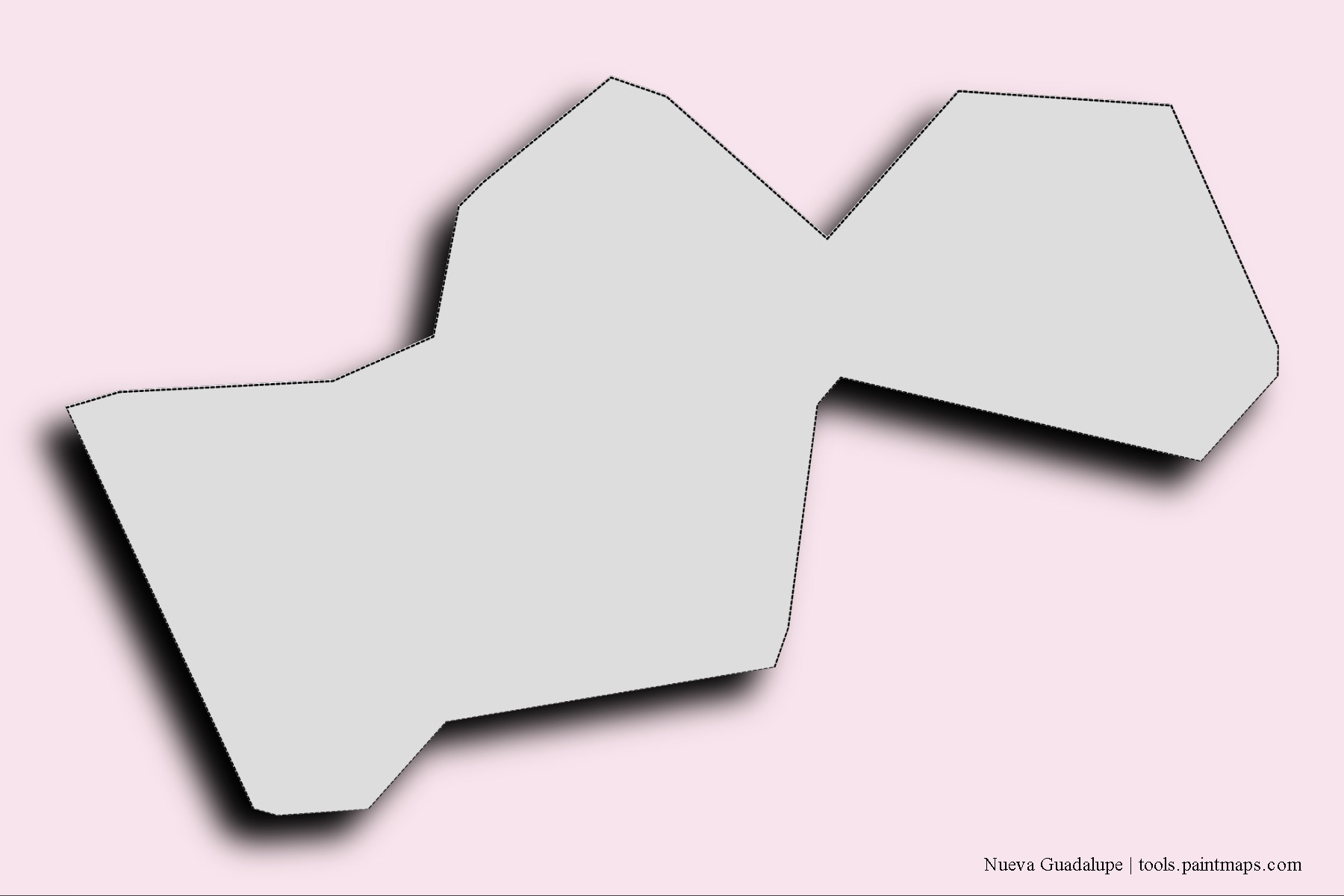 Nueva Guadalupe neighborhoods and villages map with 3D shadow effect