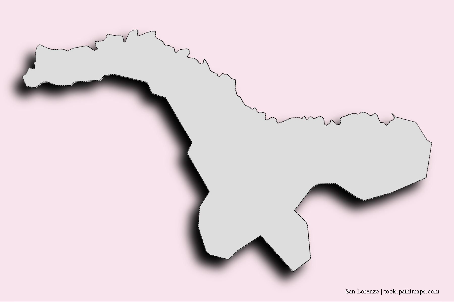 Mapa de barrios y pueblos de San Lorenzo con efecto de sombra 3D