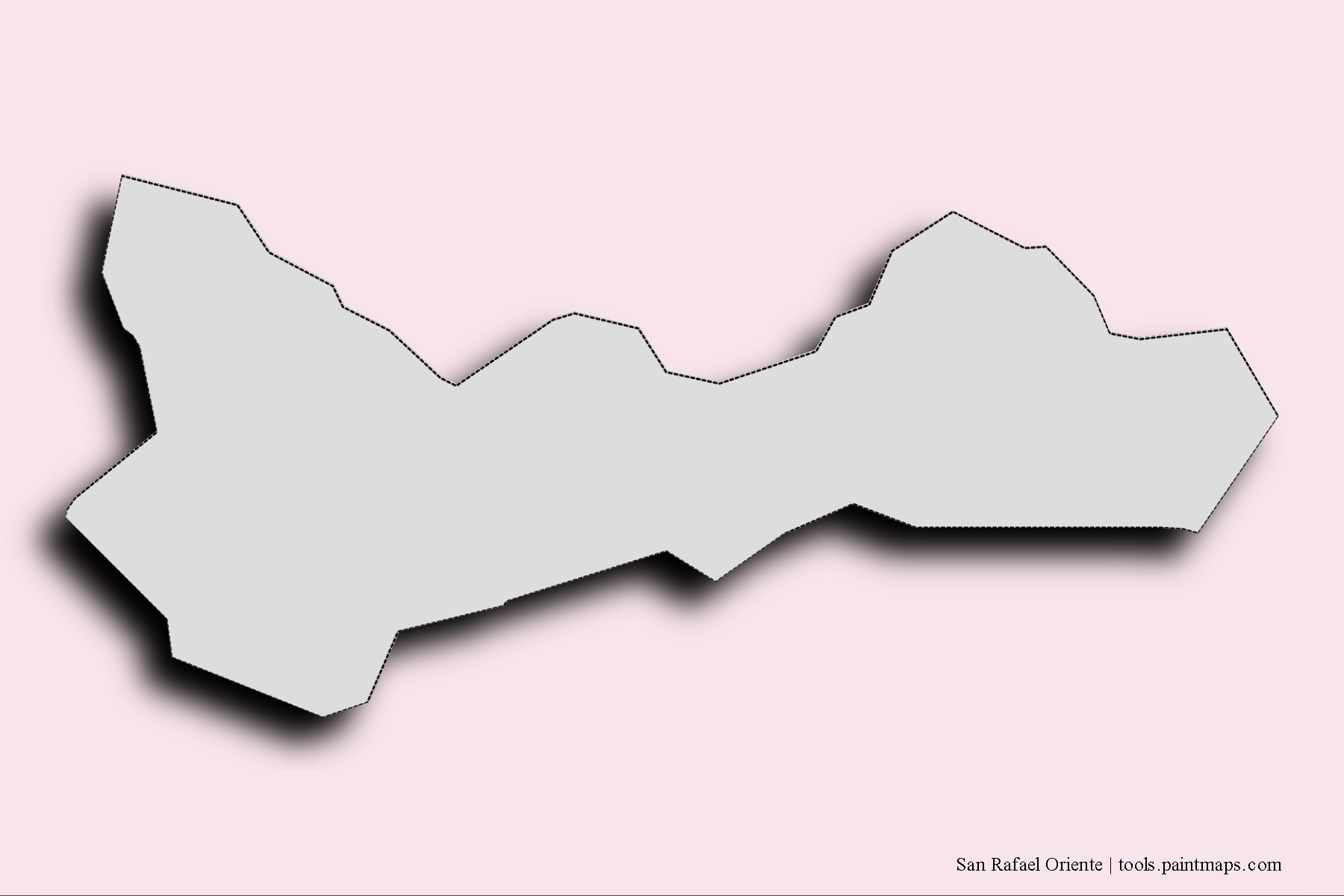 Mapa de barrios y pueblos de San Rafael Oriente con efecto de sombra 3D