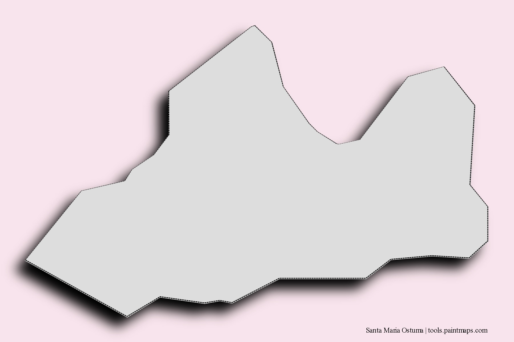 Mapa de barrios y pueblos de Santa Maria Ostuma con efecto de sombra 3D