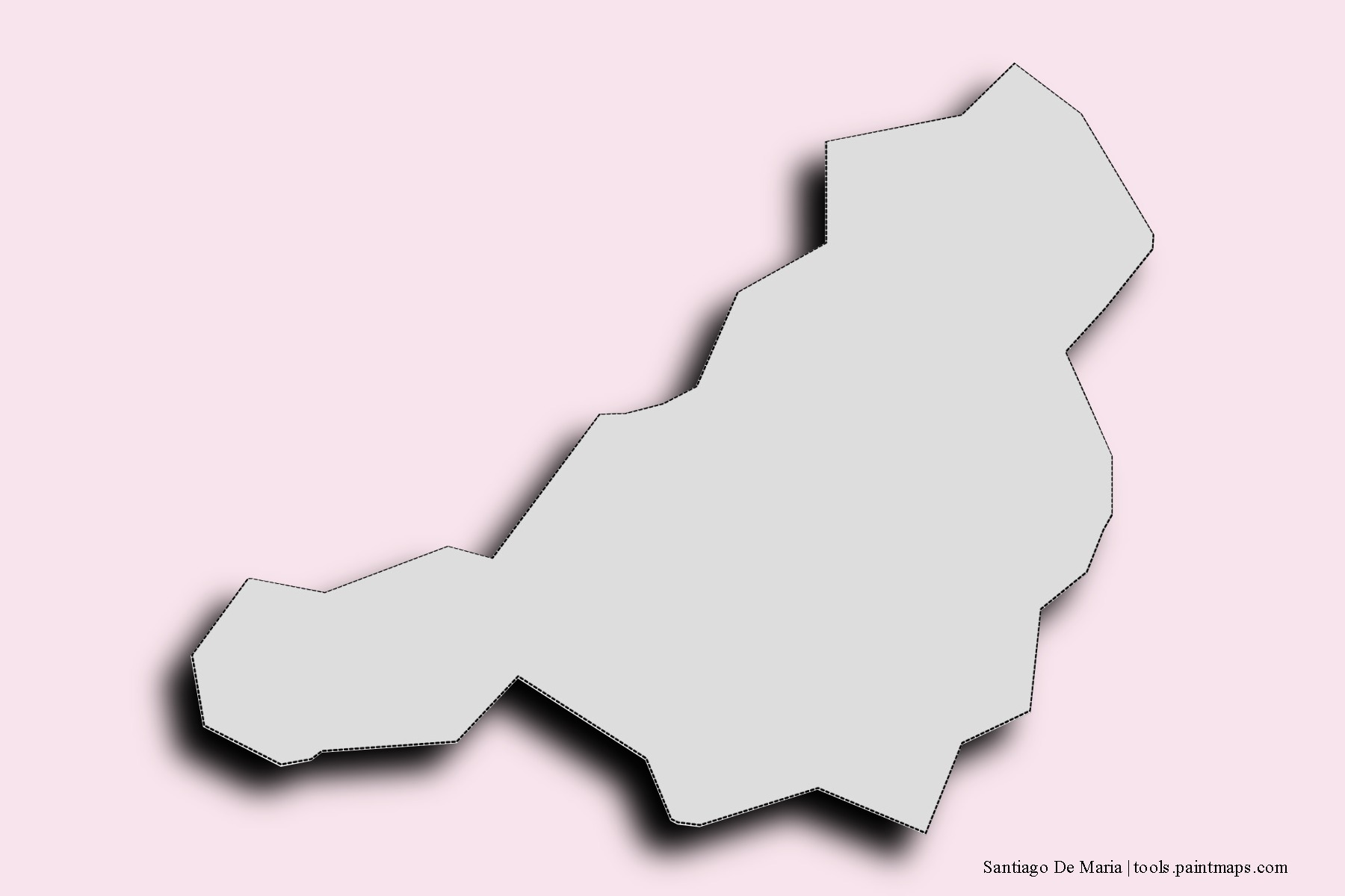 Mapa de barrios y pueblos de Santiago De Maria con efecto de sombra 3D