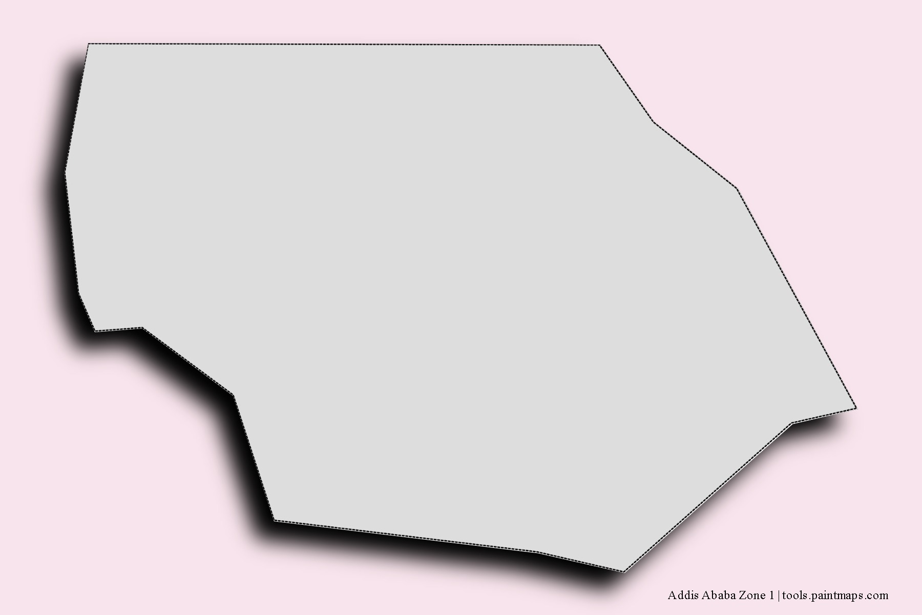 Mapa de barrios y pueblos de Addis Ababa Zone 1 con efecto de sombra 3D