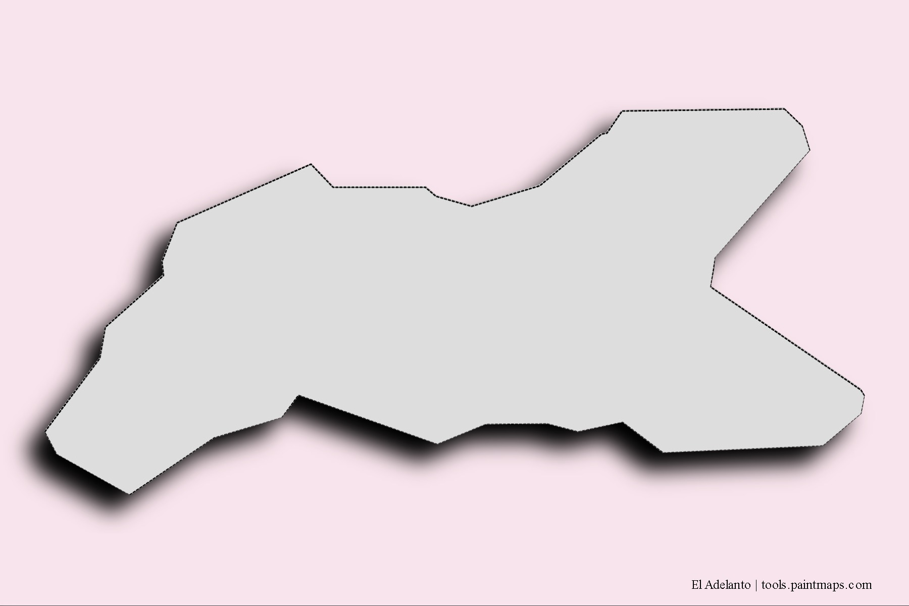 Mapa de barrios y pueblos de El Adelanto con efecto de sombra 3D