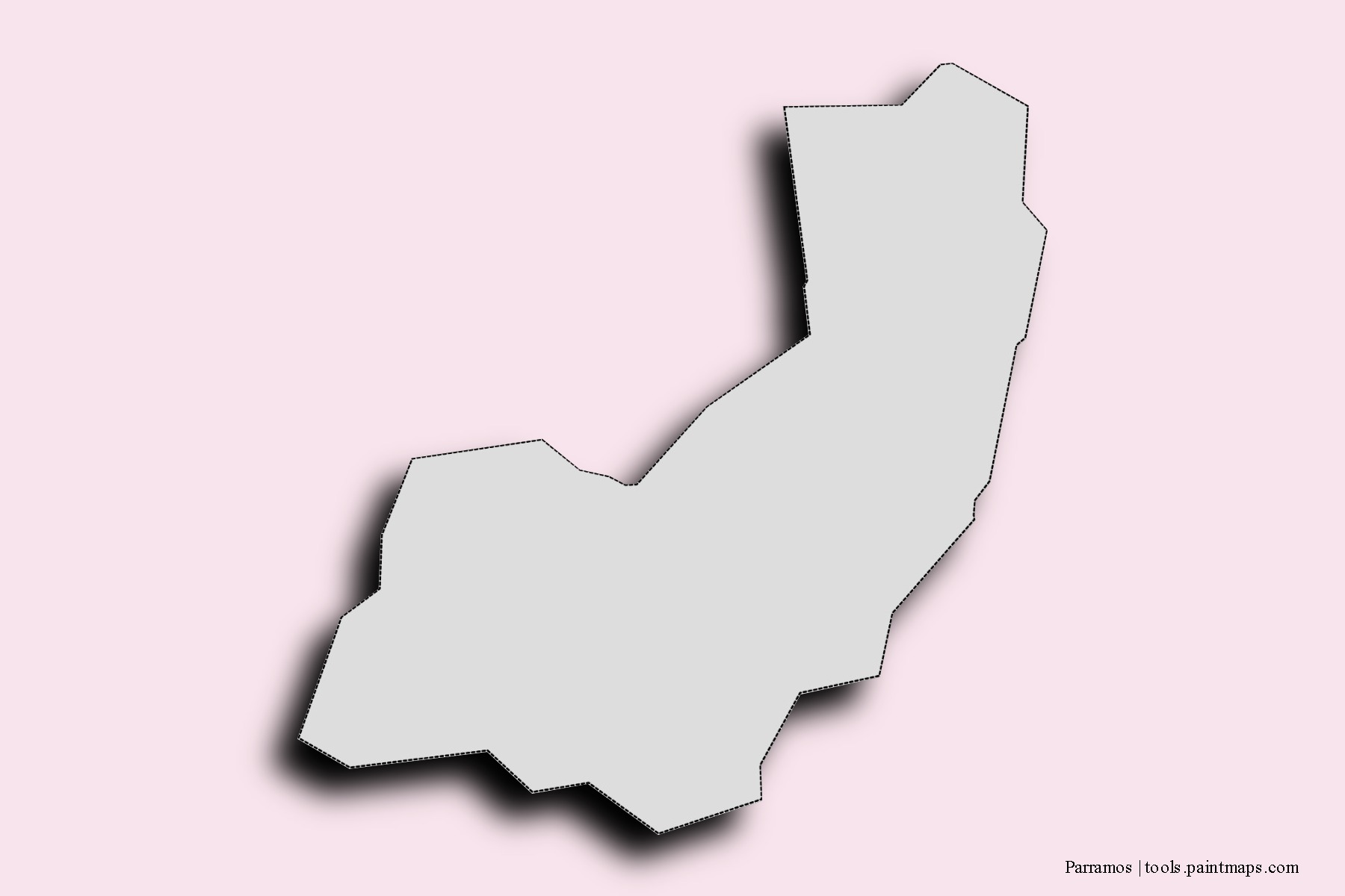 Mapa de barrios y pueblos de Parramos con efecto de sombra 3D