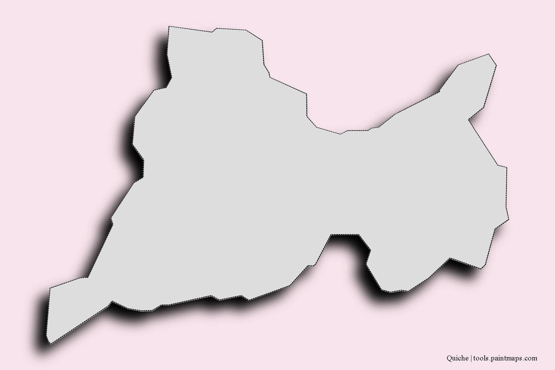 Mapa de barrios y pueblos de Quiche con efecto de sombra 3D