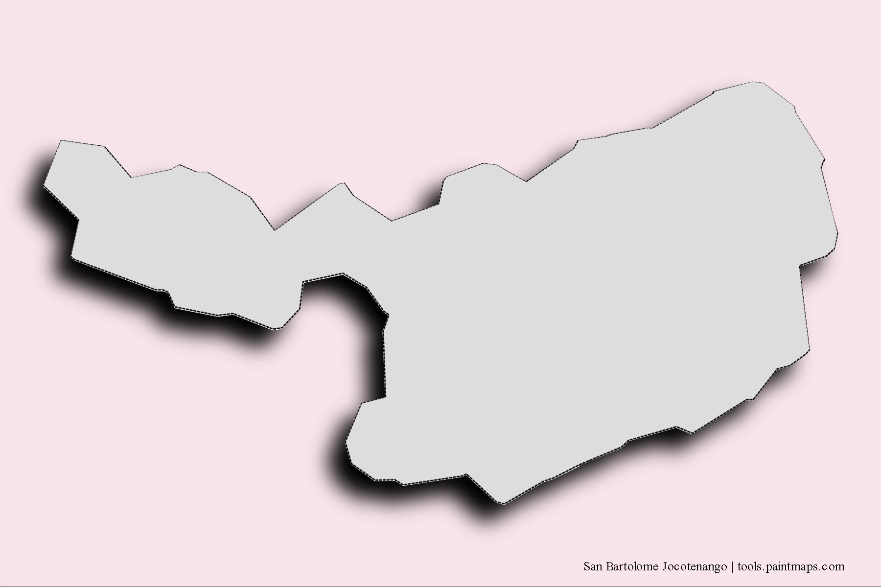 Mapa de barrios y pueblos de San Bartolome Jocotenango con efecto de sombra 3D