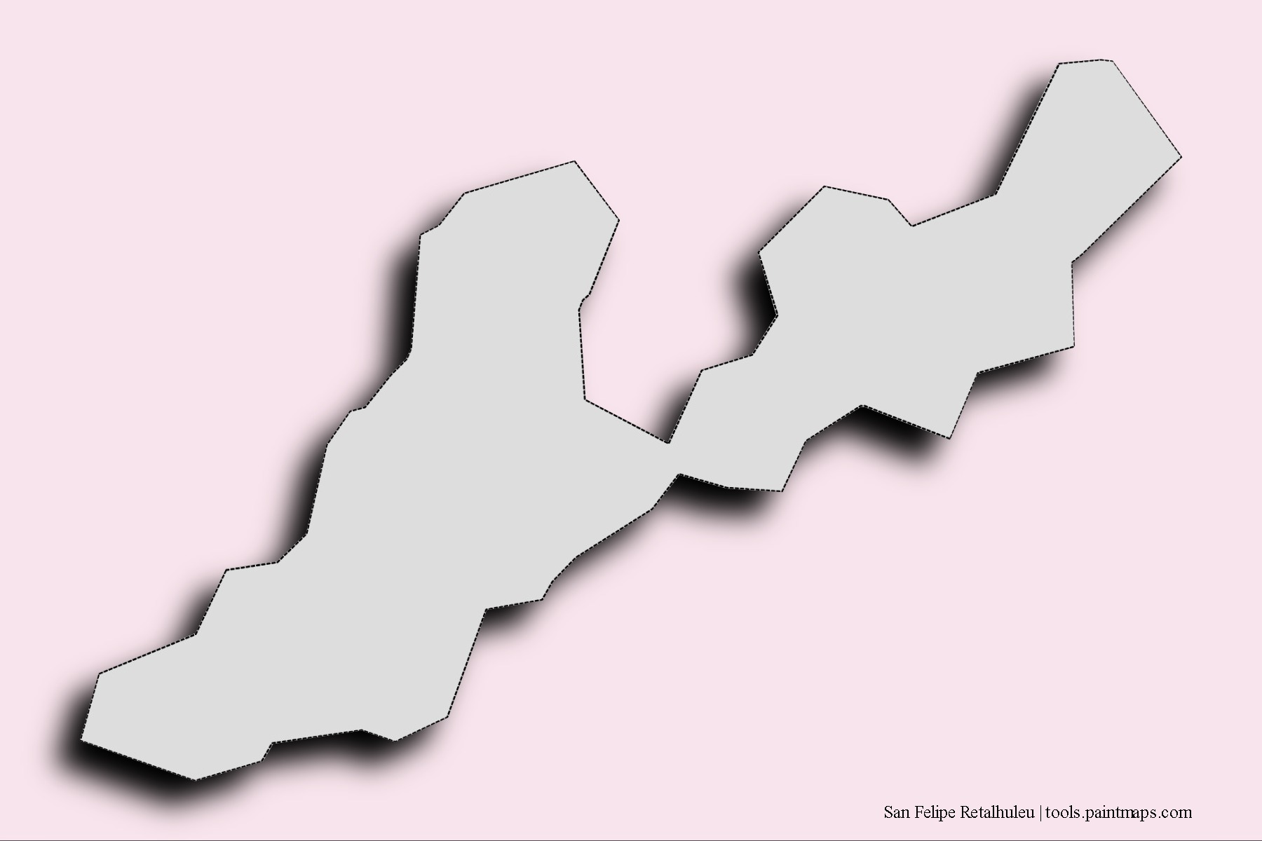 3D gölge efektli San Felipe Retalhuleu mahalleleri ve köyleri haritası