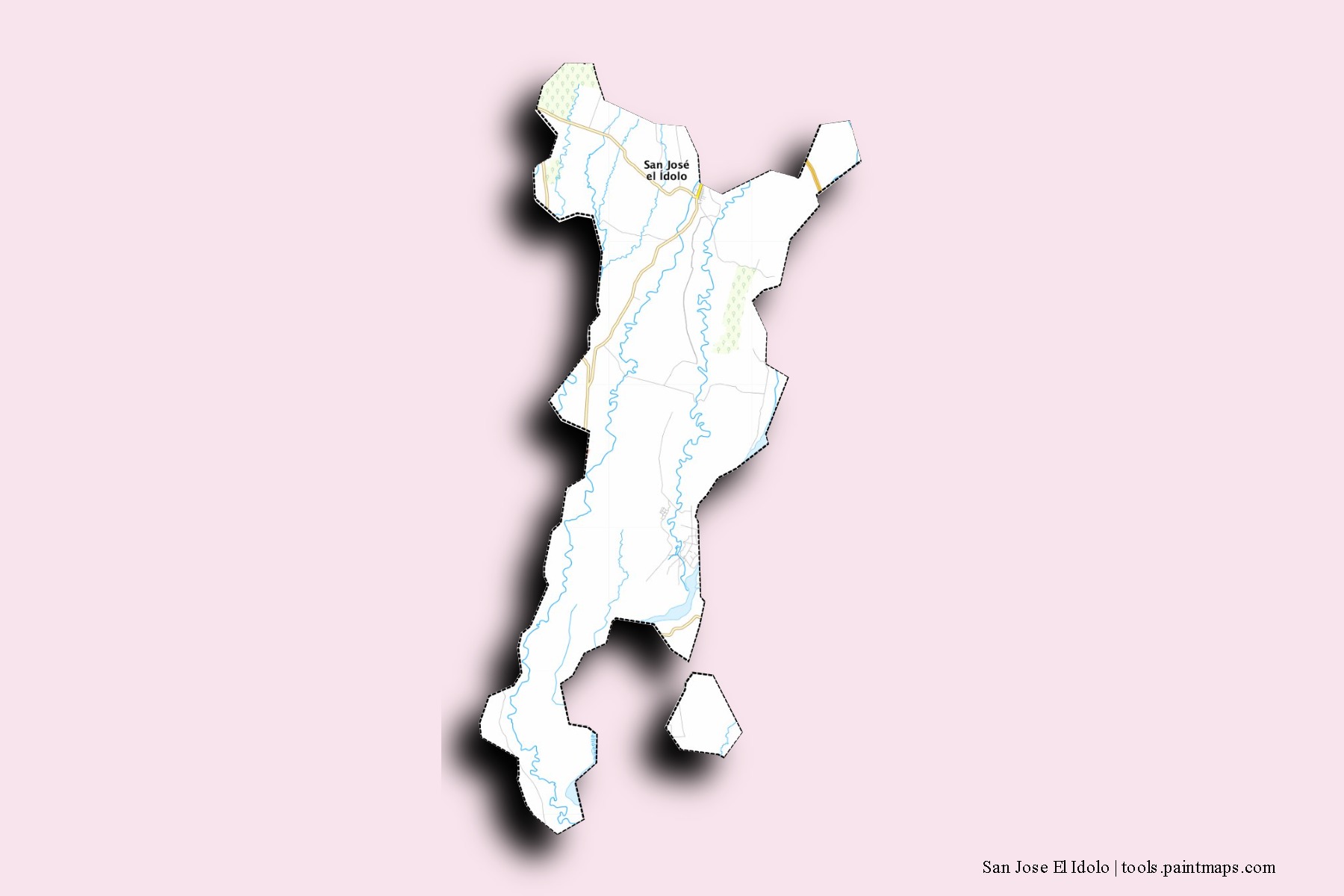 Mapa de barrios y pueblos de San Jose El Idolo con efecto de sombra 3D