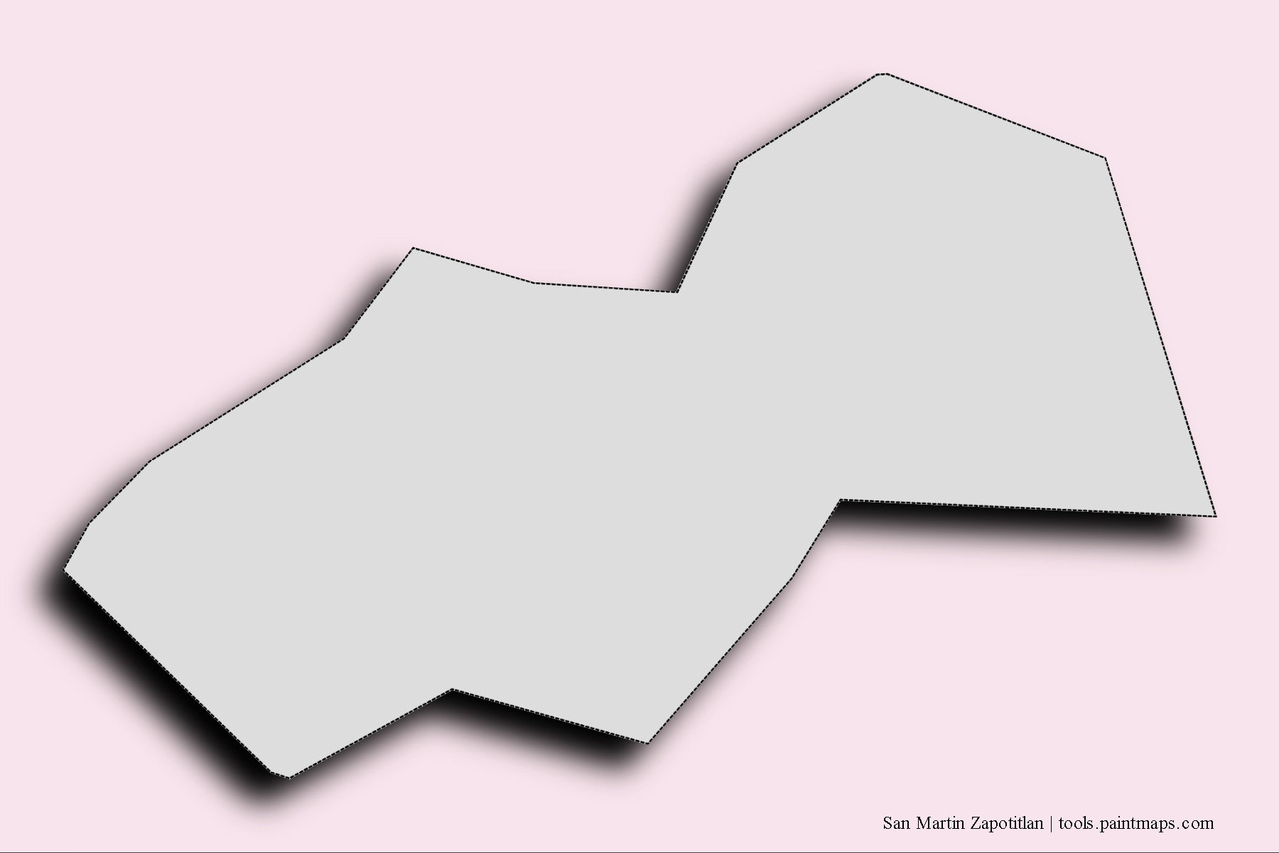 San Martín Zapotitlán neighborhoods and villages map with 3D shadow effect