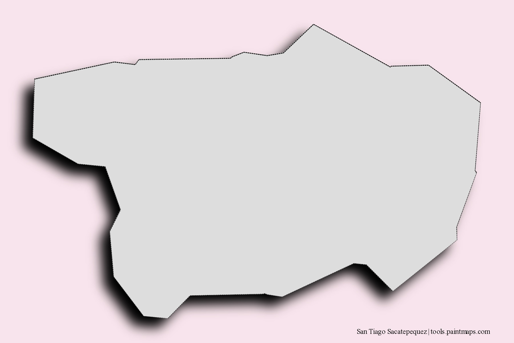 Santiago Sacatepéquez neighborhoods and villages map with 3D shadow effect