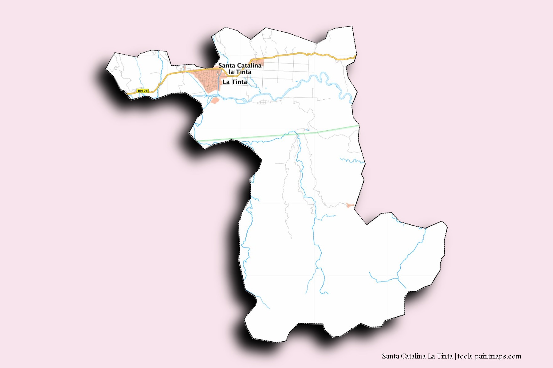 3D gölge efektli Santa Catalina La Tinta mahalleleri ve köyleri haritası