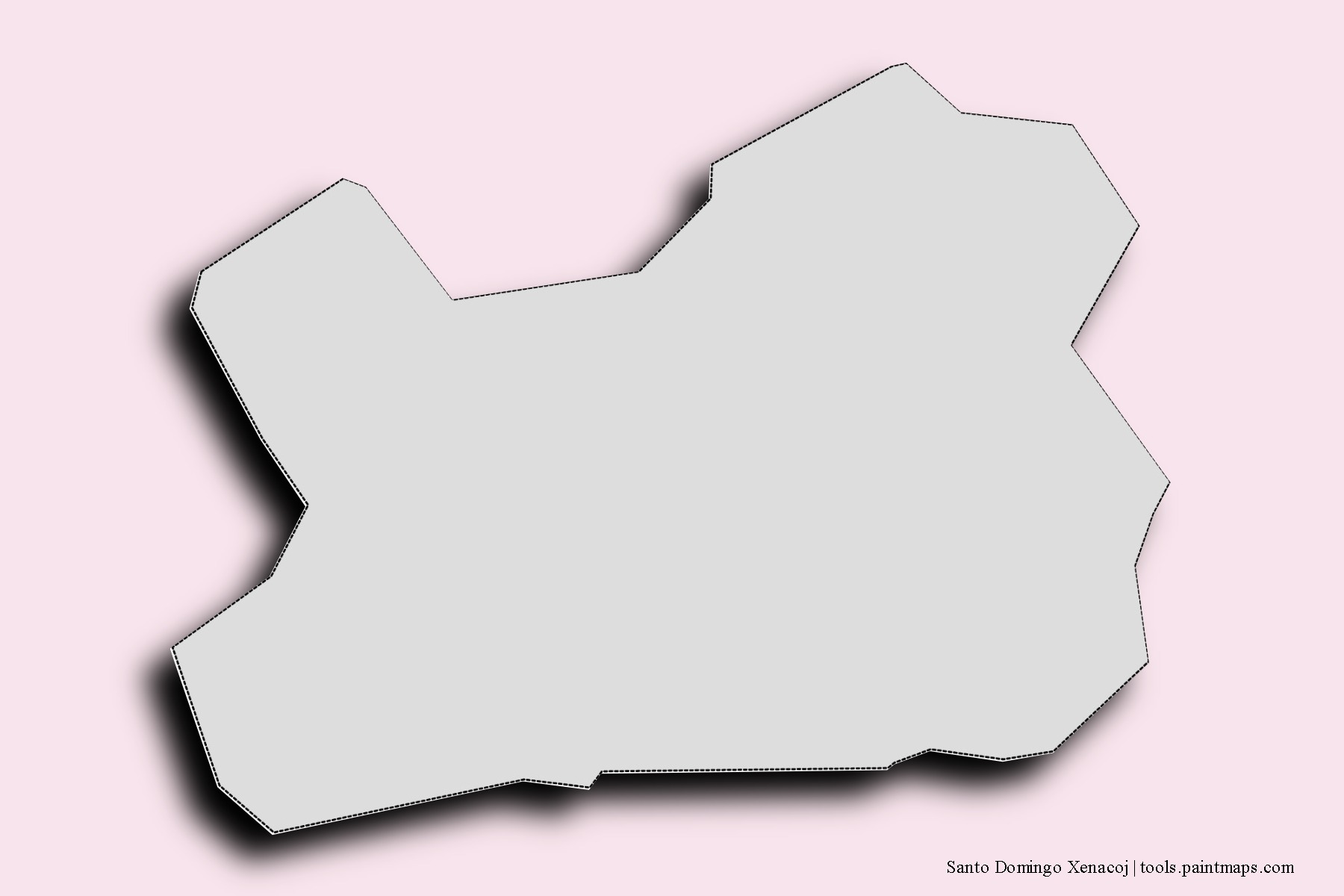 Mapa de barrios y pueblos de Santo Domingo Xenacoj con efecto de sombra 3D