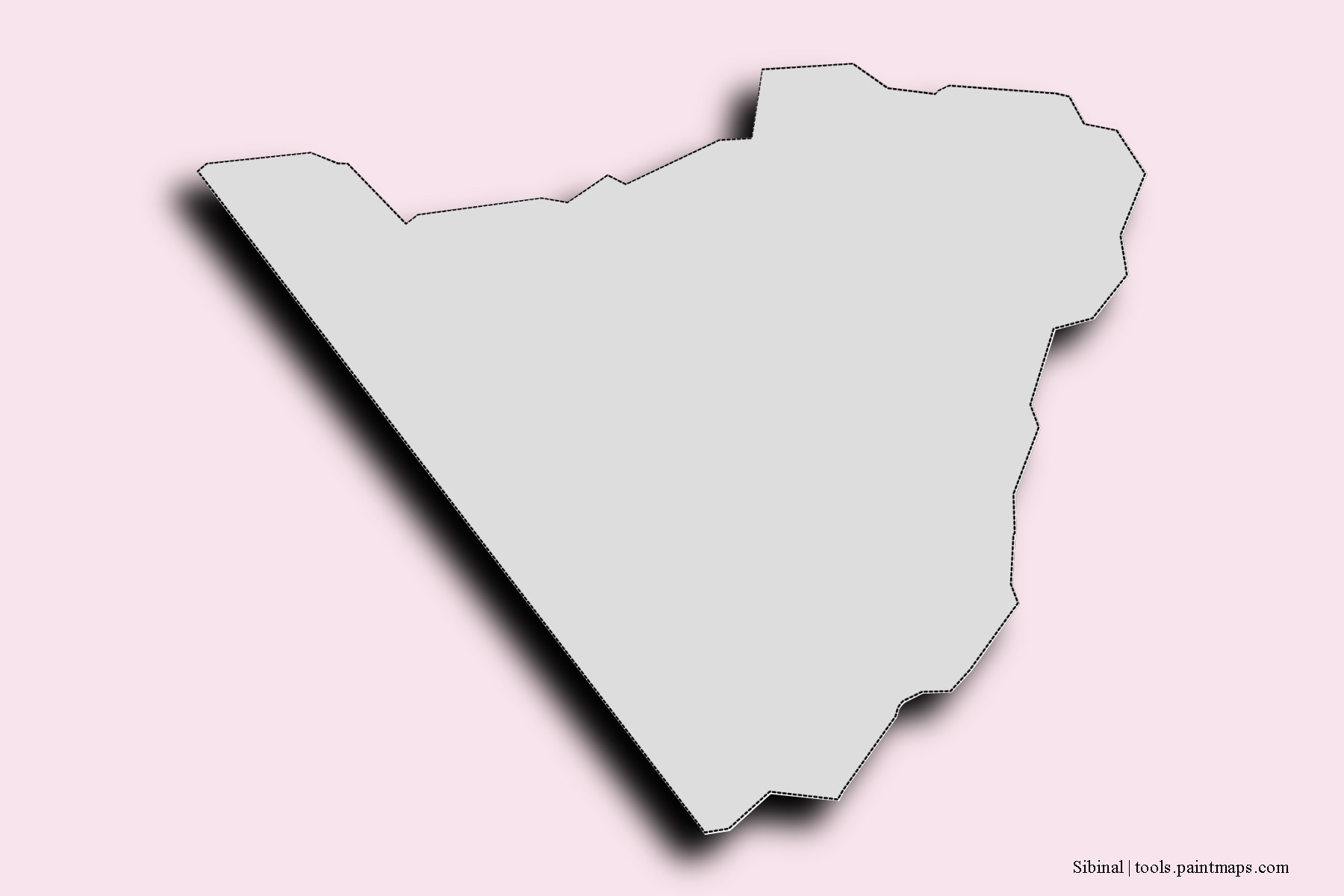 Mapa de barrios y pueblos de Sibinal con efecto de sombra 3D