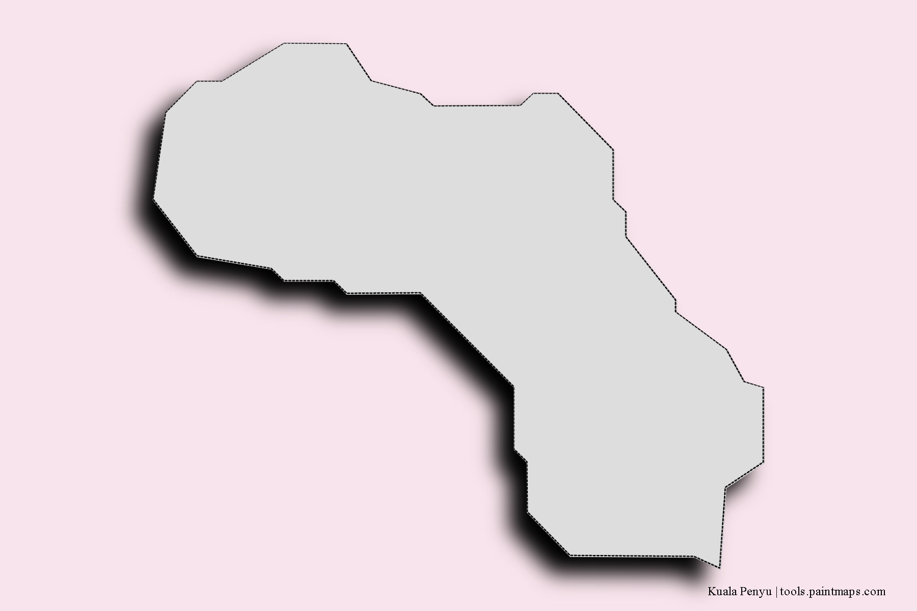 Mapa de barrios y pueblos de Kuala Penyu con efecto de sombra 3D