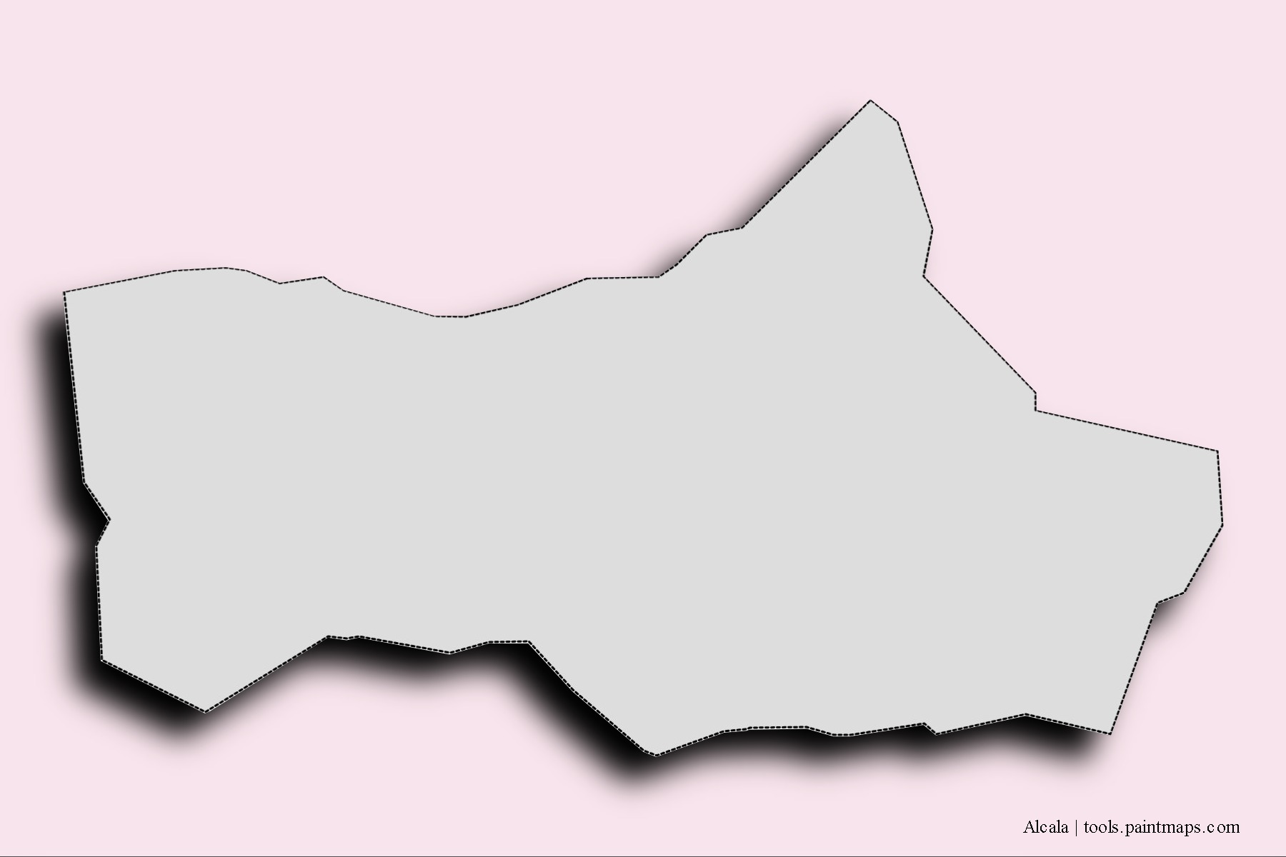 Alcala neighborhoods and villages map with 3D shadow effect