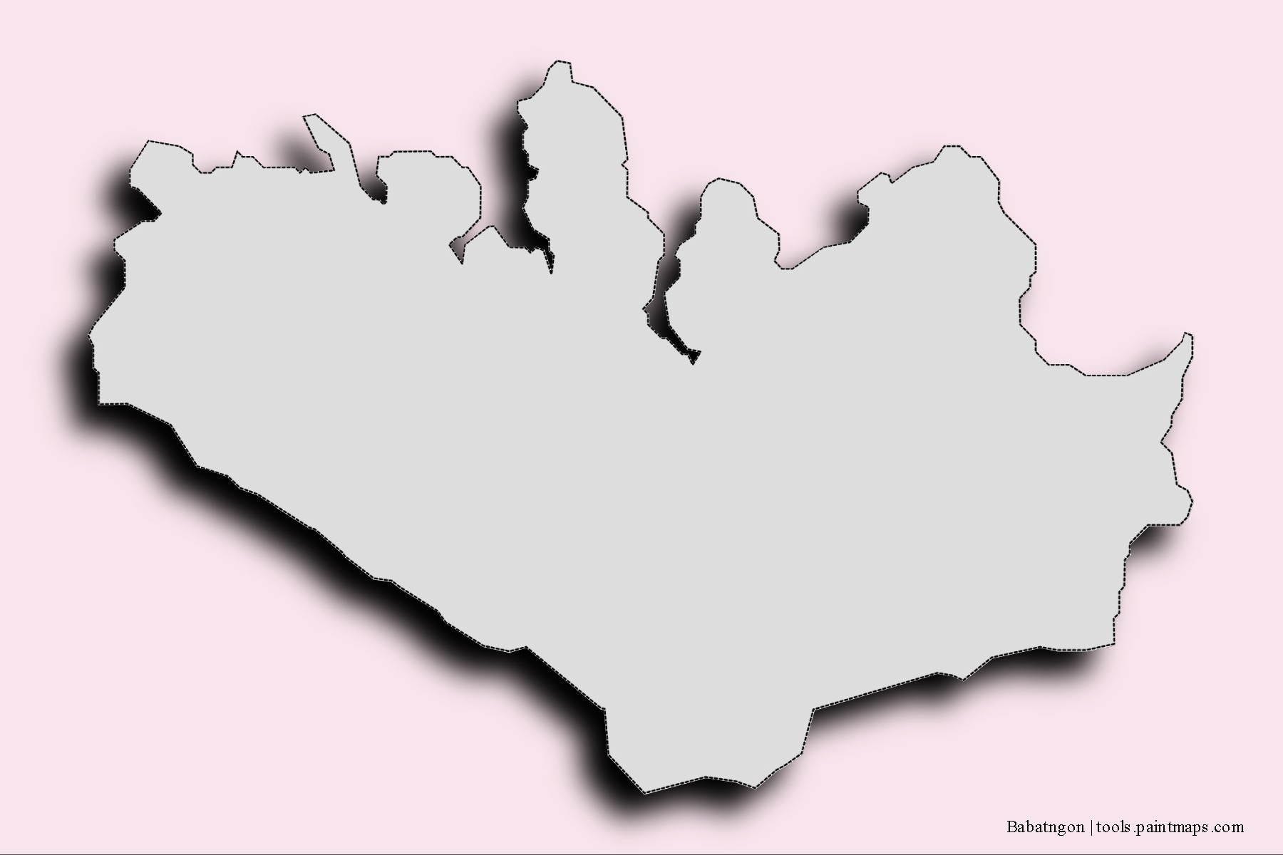 Mapa de barrios y pueblos de Babatngon con efecto de sombra 3D