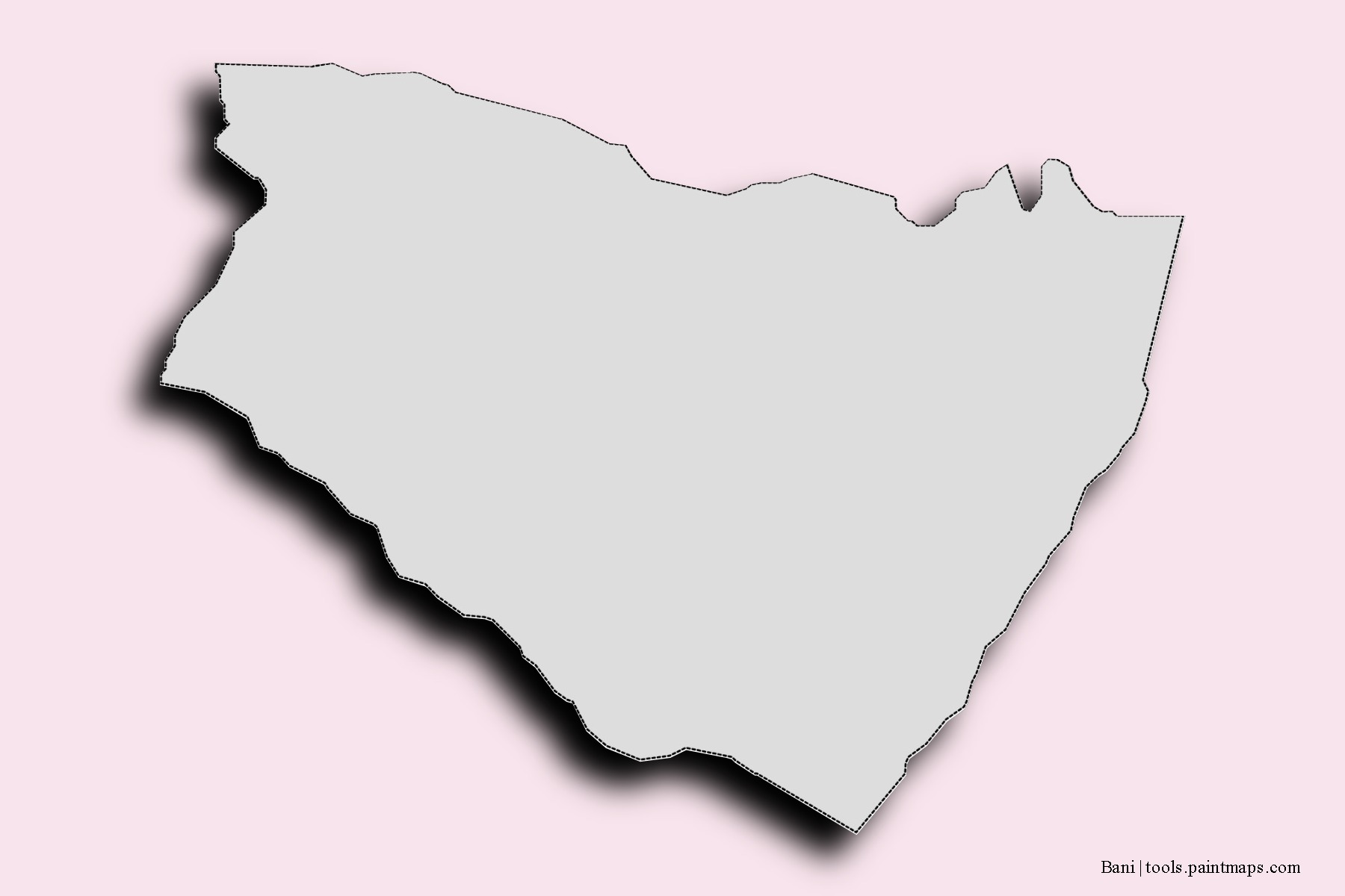 Mapa de barrios y pueblos de Bani con efecto de sombra 3D