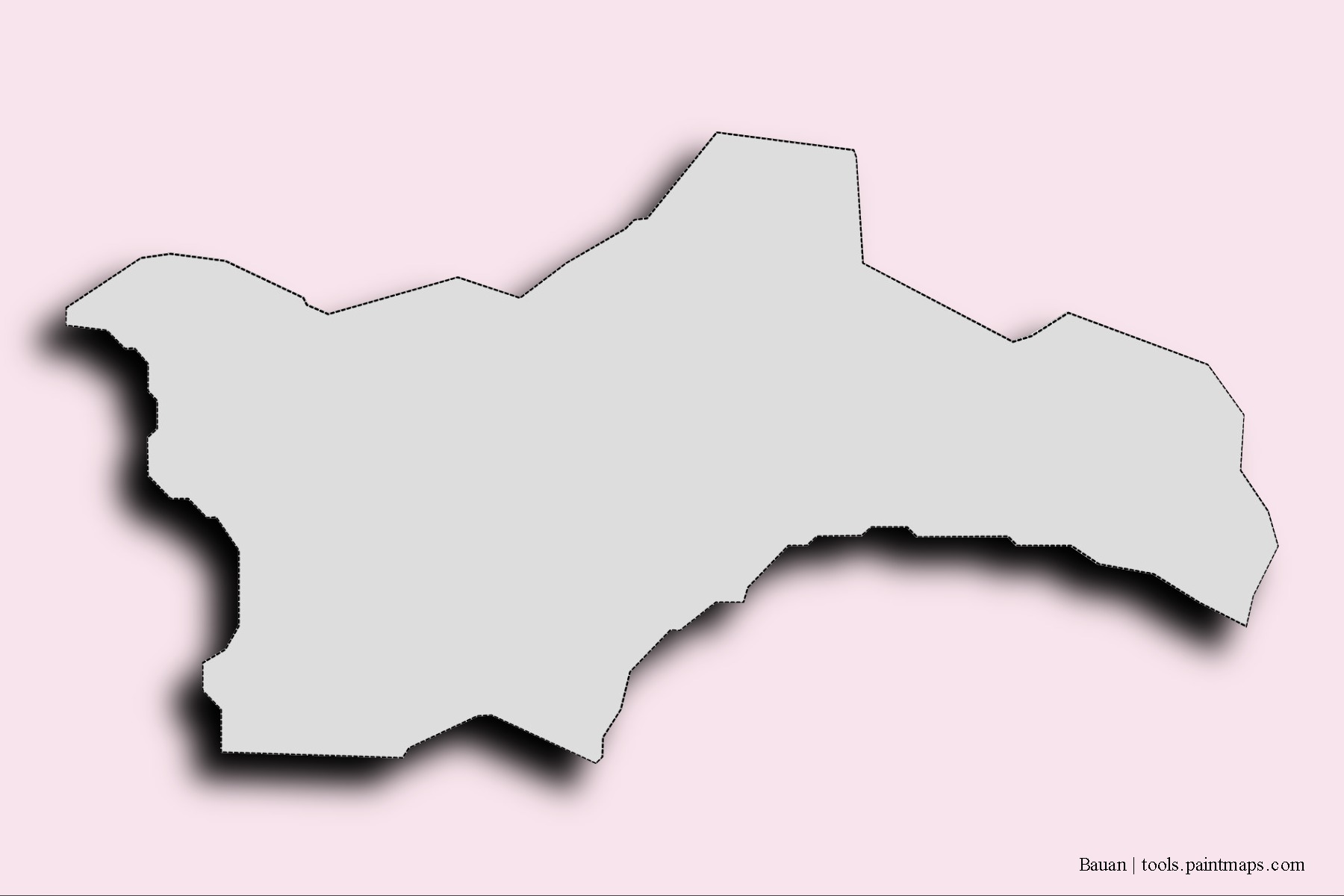 Mapa de barrios y pueblos de Bauan con efecto de sombra 3D