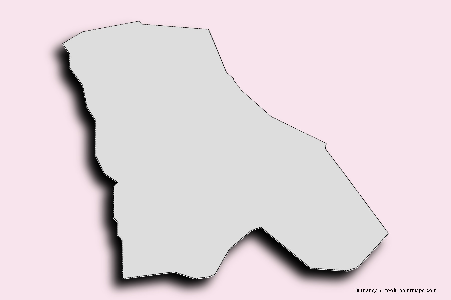 Mapa de barrios y pueblos de Binuangan con efecto de sombra 3D