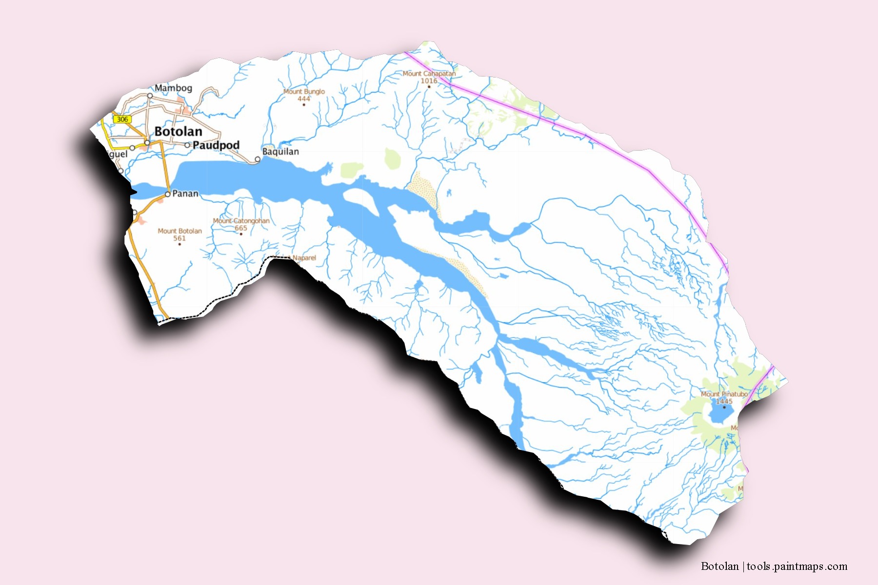 Botolan neighborhoods and villages map with 3D shadow effect