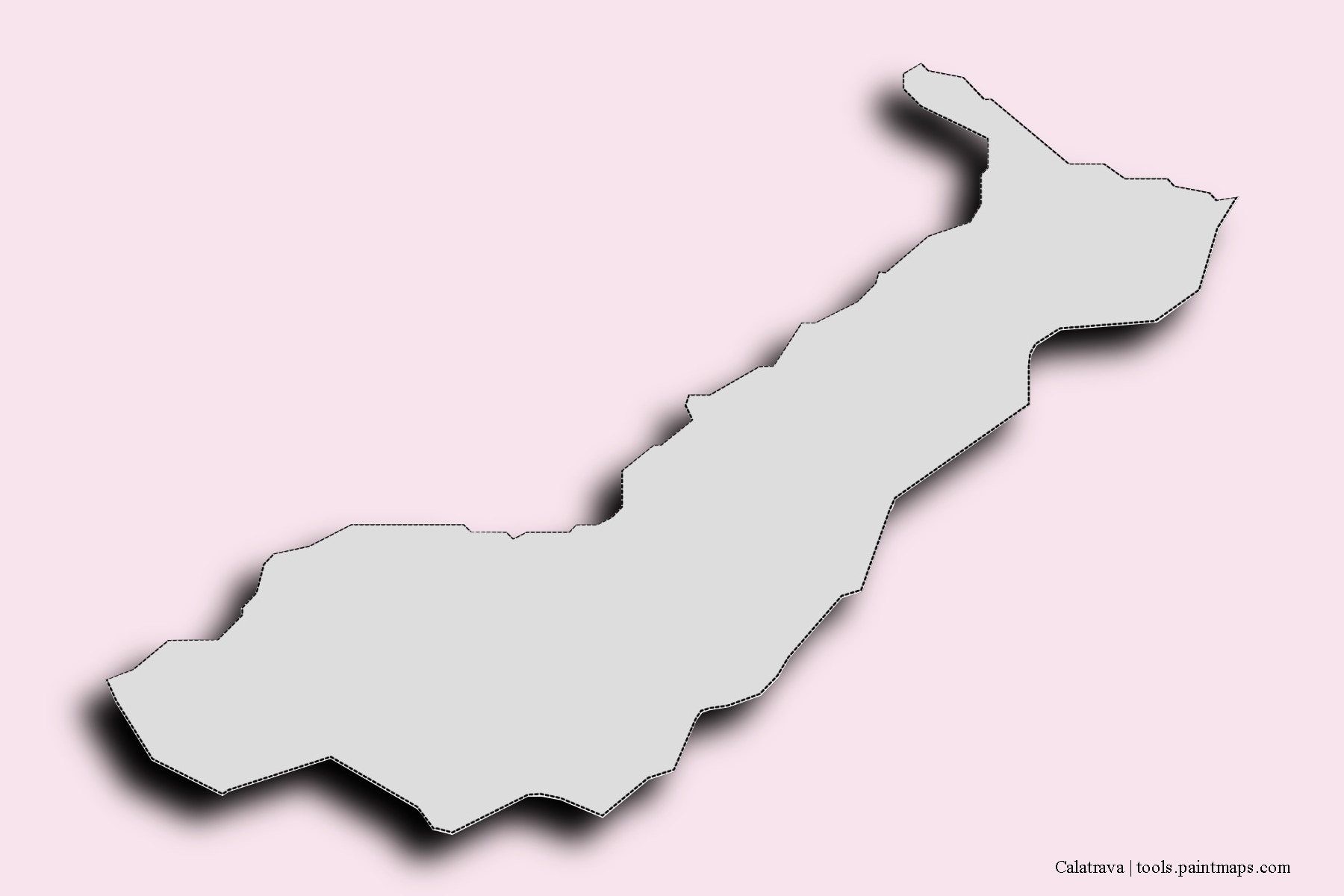 Mapa de barrios y pueblos de Calatrava con efecto de sombra 3D