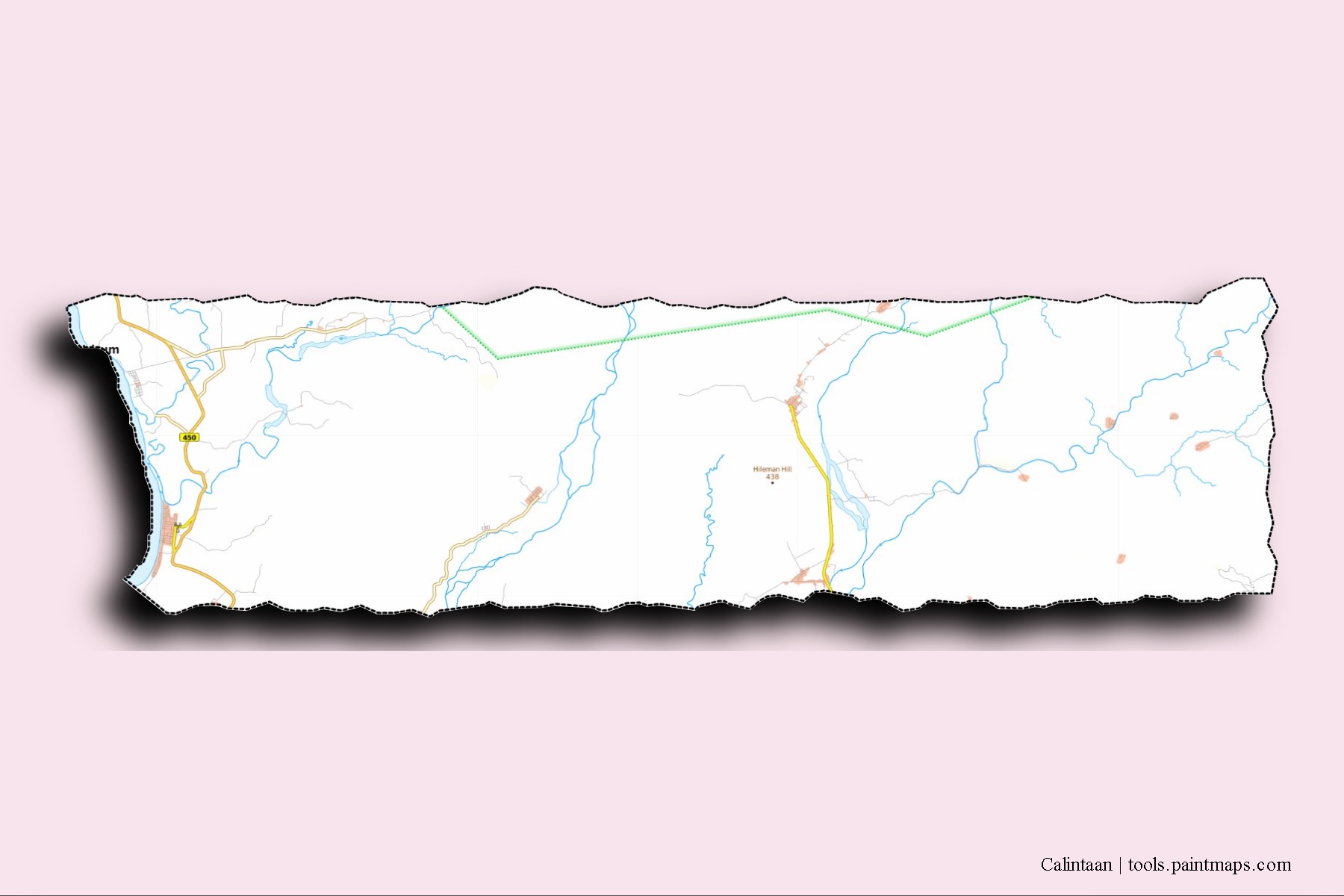 Calintaan neighborhoods and villages map with 3D shadow effect