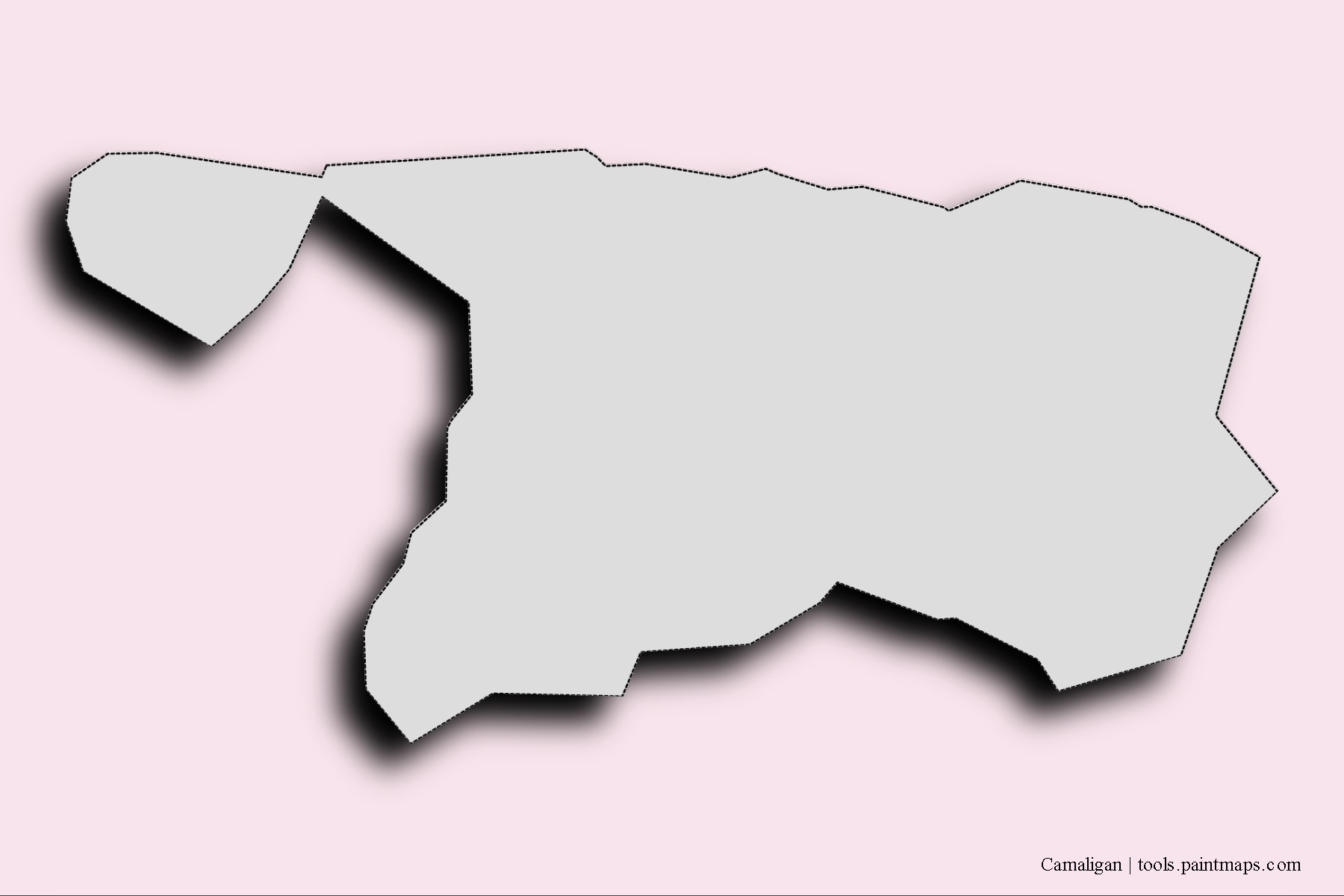 Mapa de barrios y pueblos de Camaligan con efecto de sombra 3D