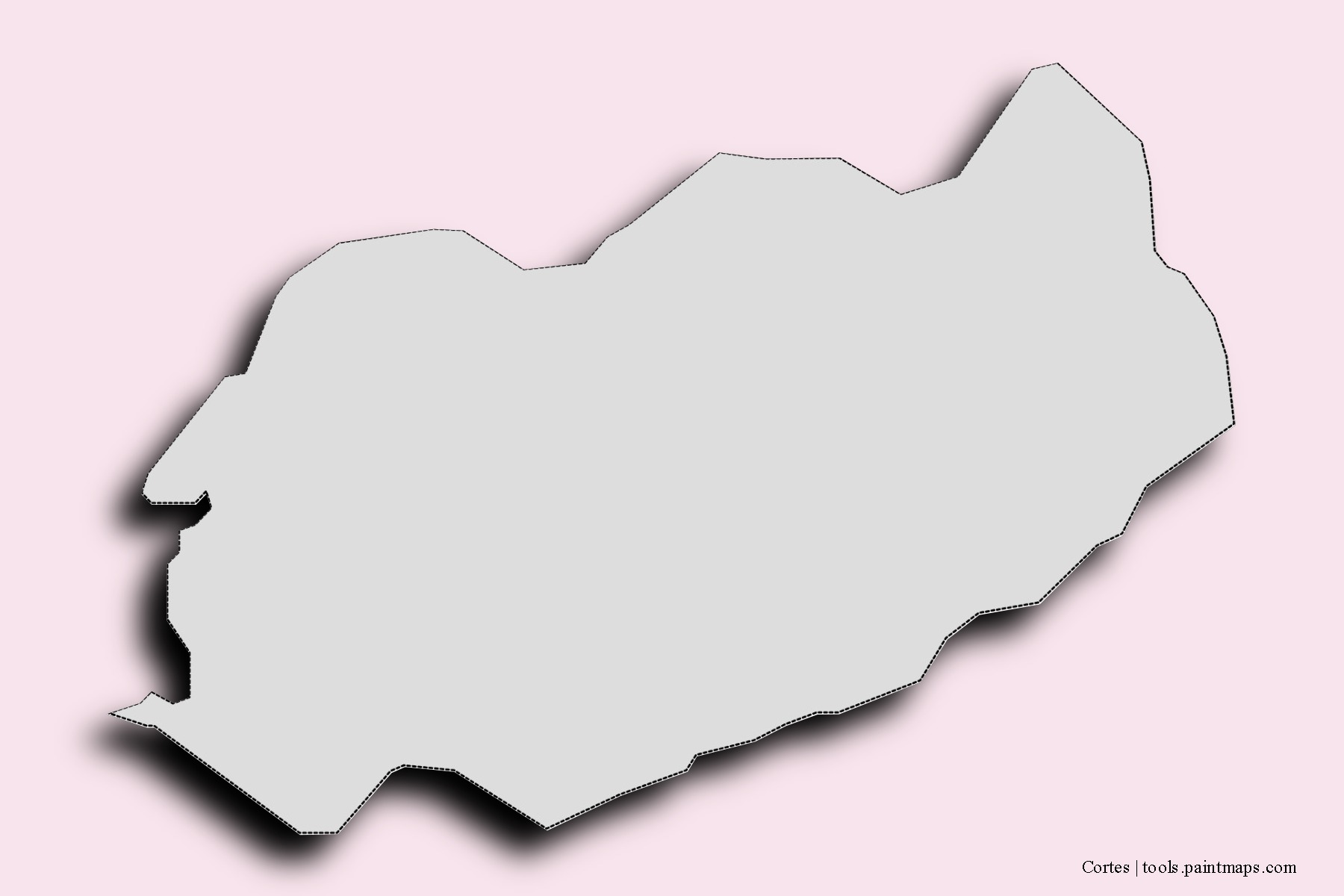 Mapa de barrios y pueblos de Cortes con efecto de sombra 3D