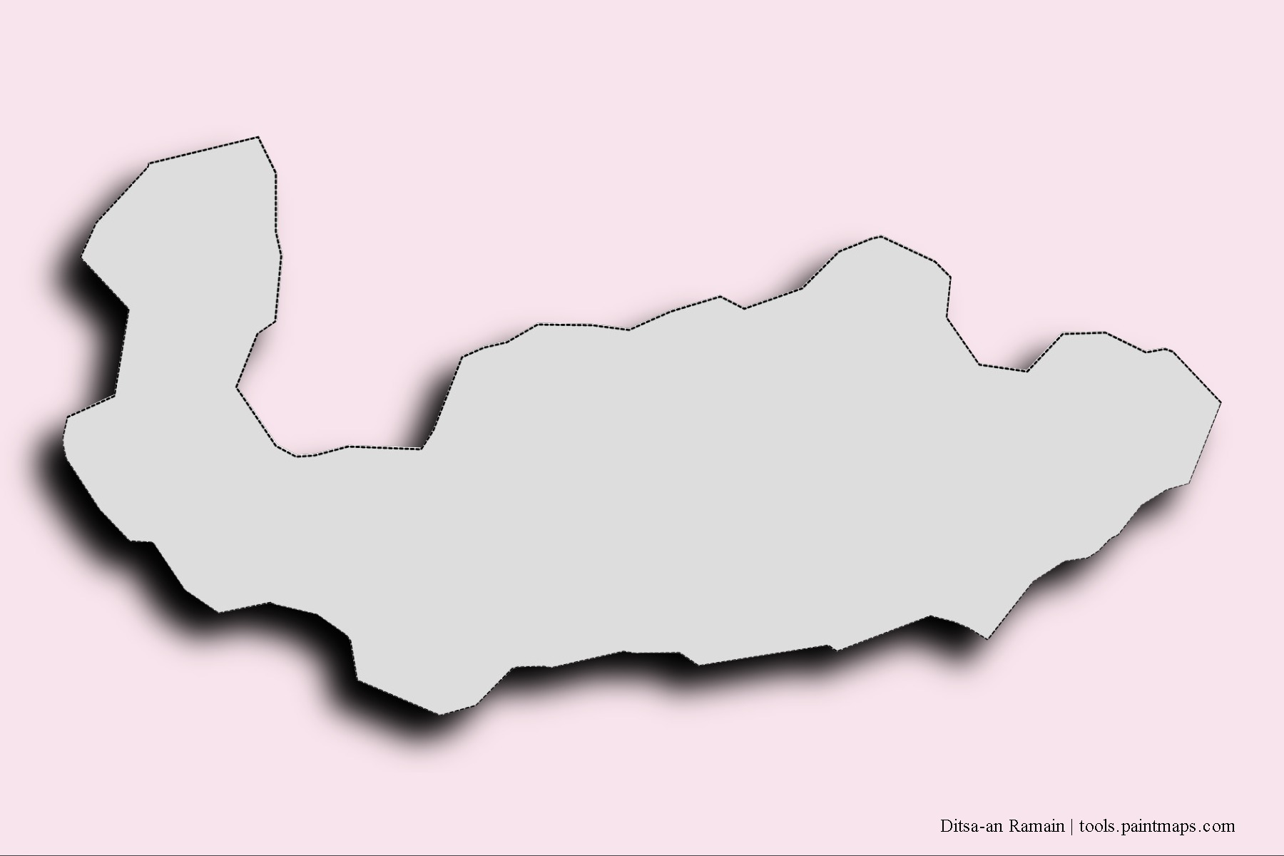 3D gölge efektli Ditsa-an Ramain mahalleleri ve köyleri haritası