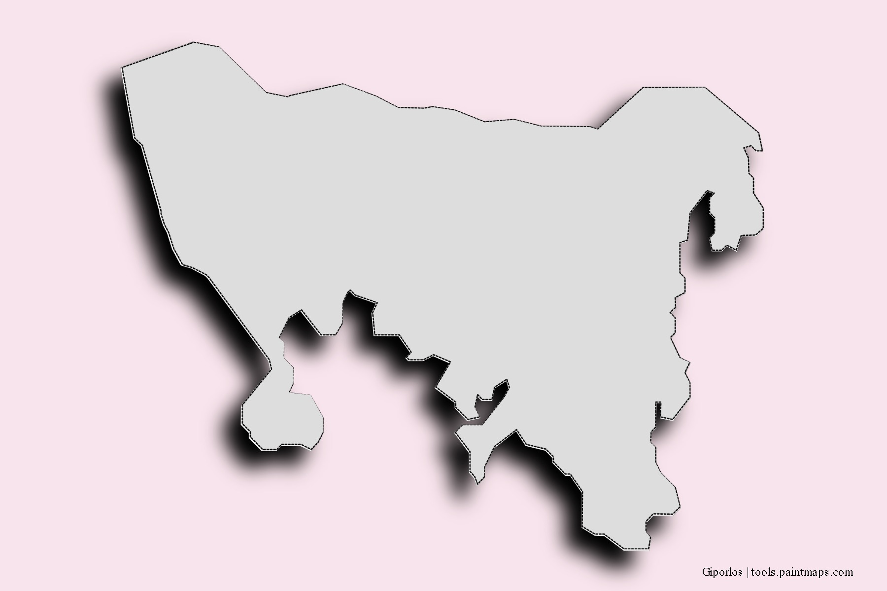 Mapa de barrios y pueblos de Giporlos con efecto de sombra 3D