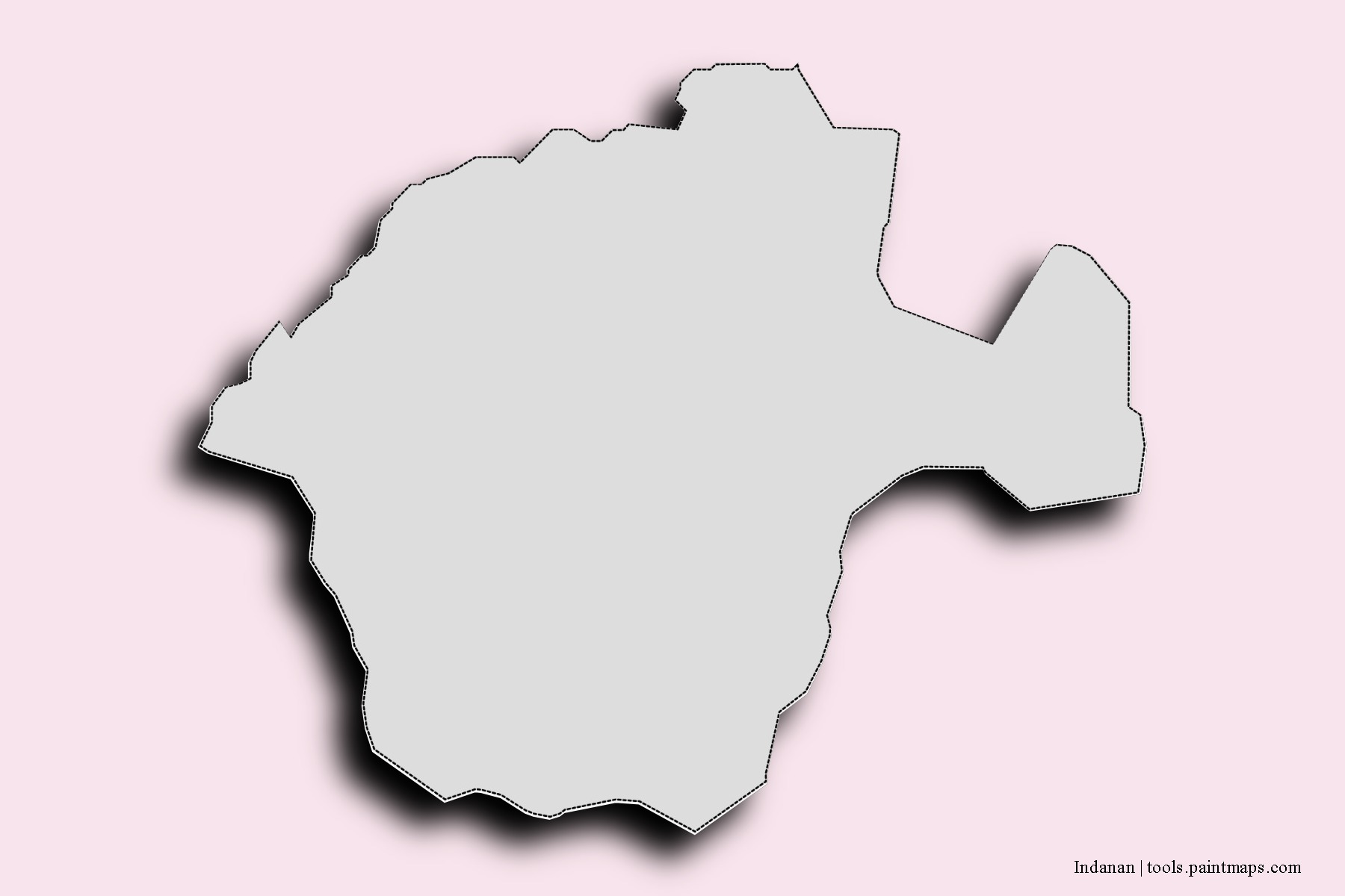 Mapa de barrios y pueblos de Indanan con efecto de sombra 3D