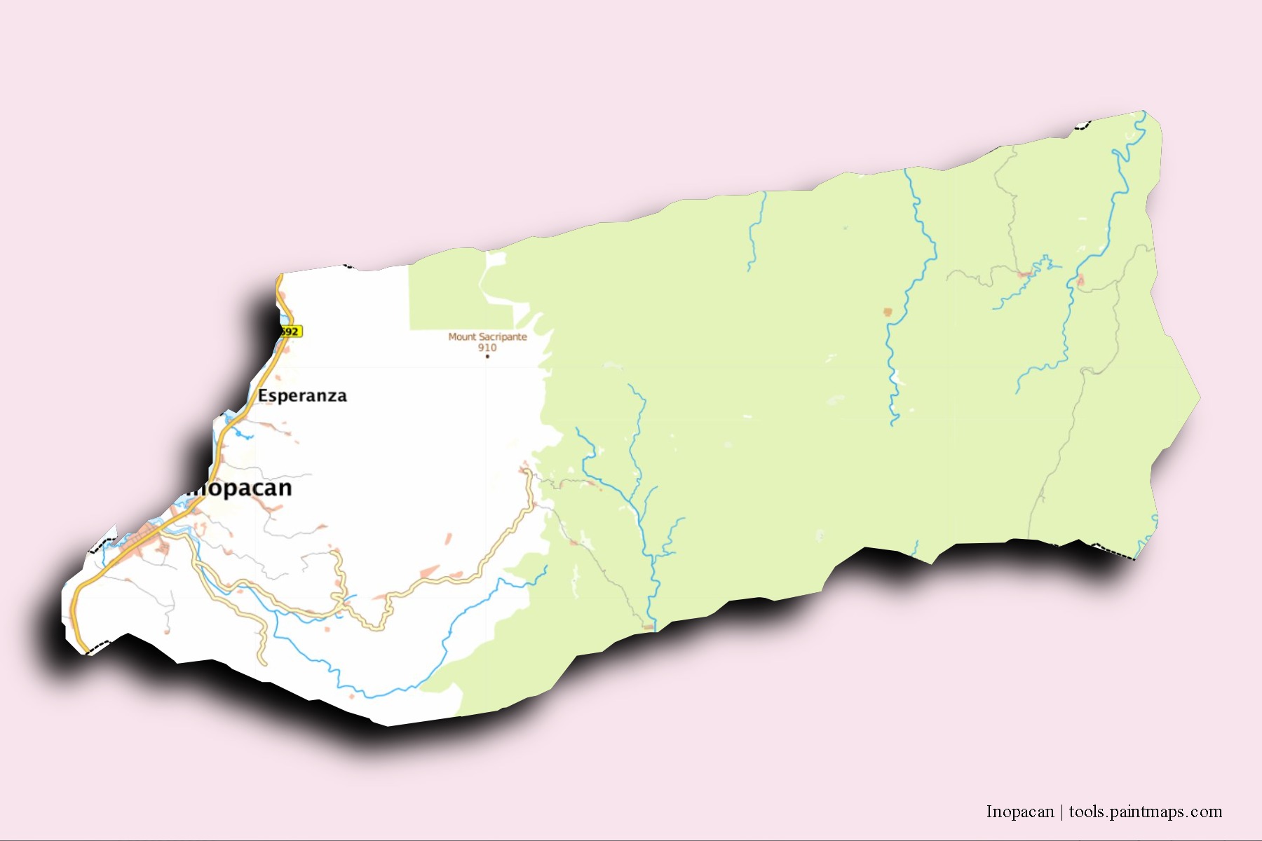 Inopacan neighborhoods and villages map with 3D shadow effect