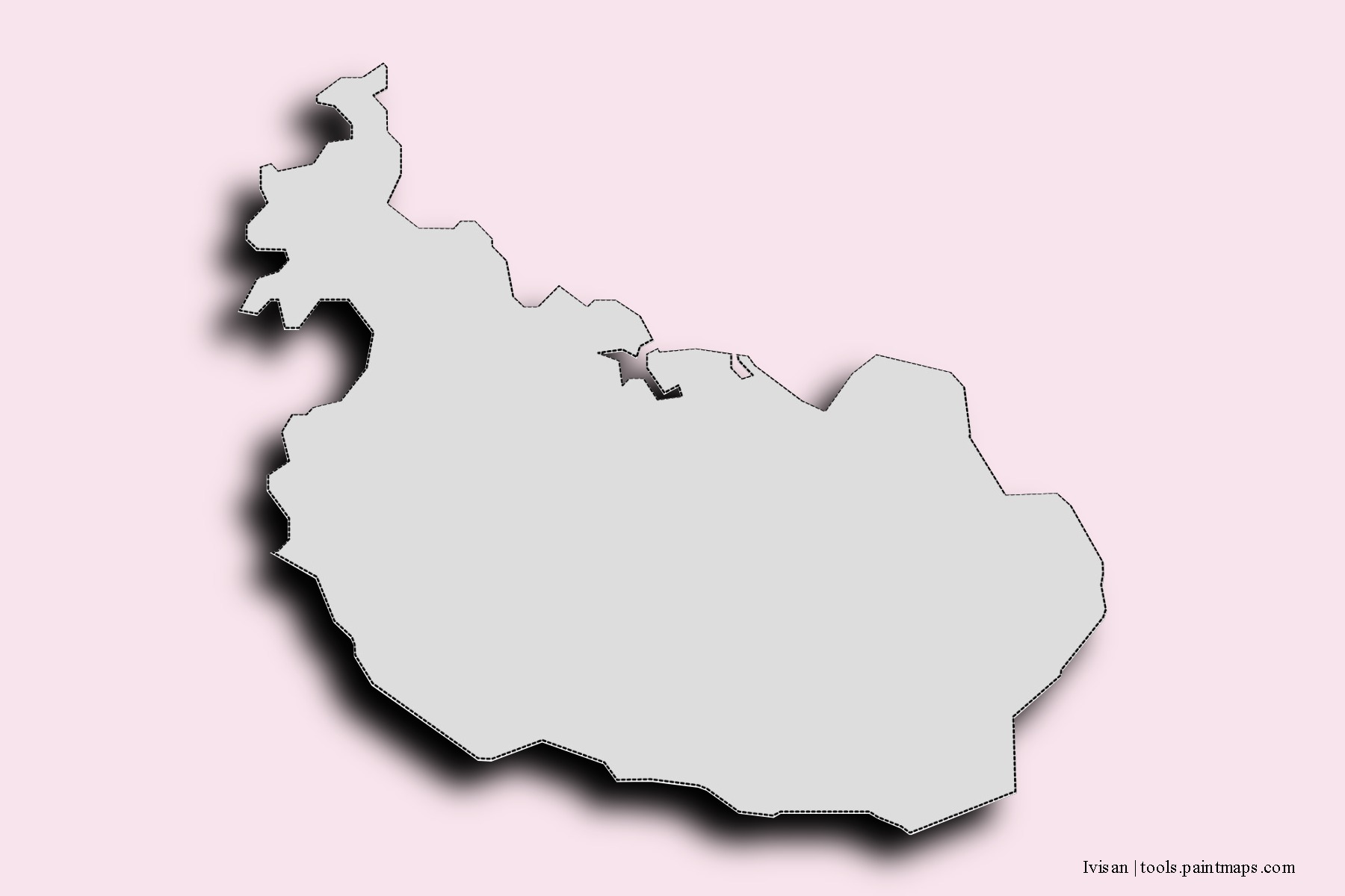 Mapa de barrios y pueblos de Ivisan con efecto de sombra 3D