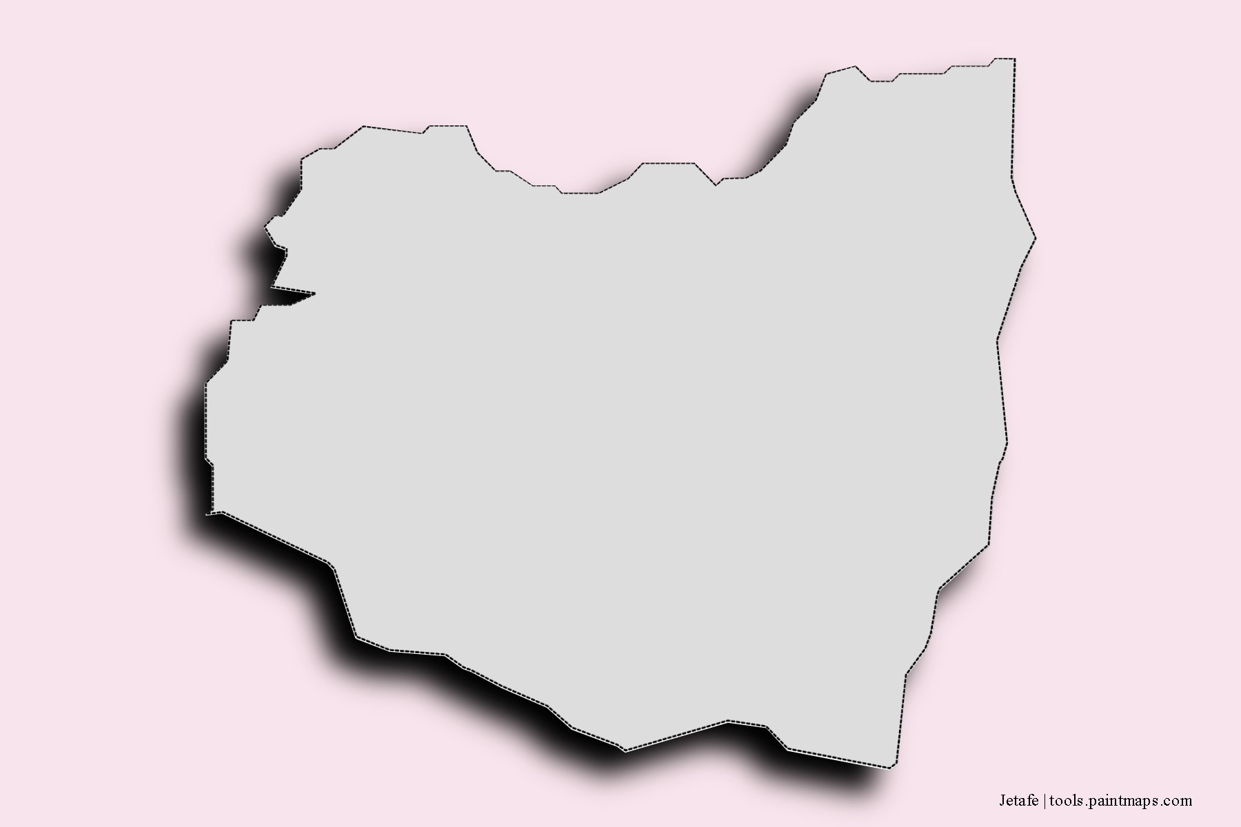 Mapa de barrios y pueblos de Jetafe con efecto de sombra 3D