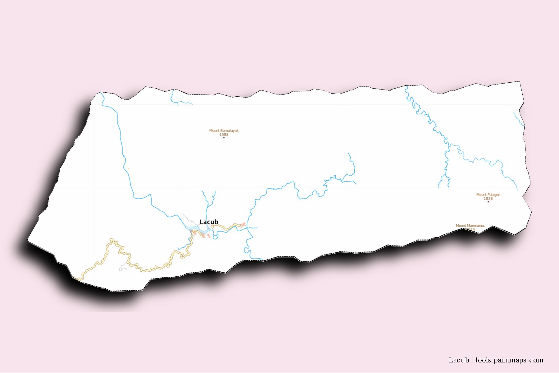 Lacub neighborhoods and villages map with 3D shadow effect