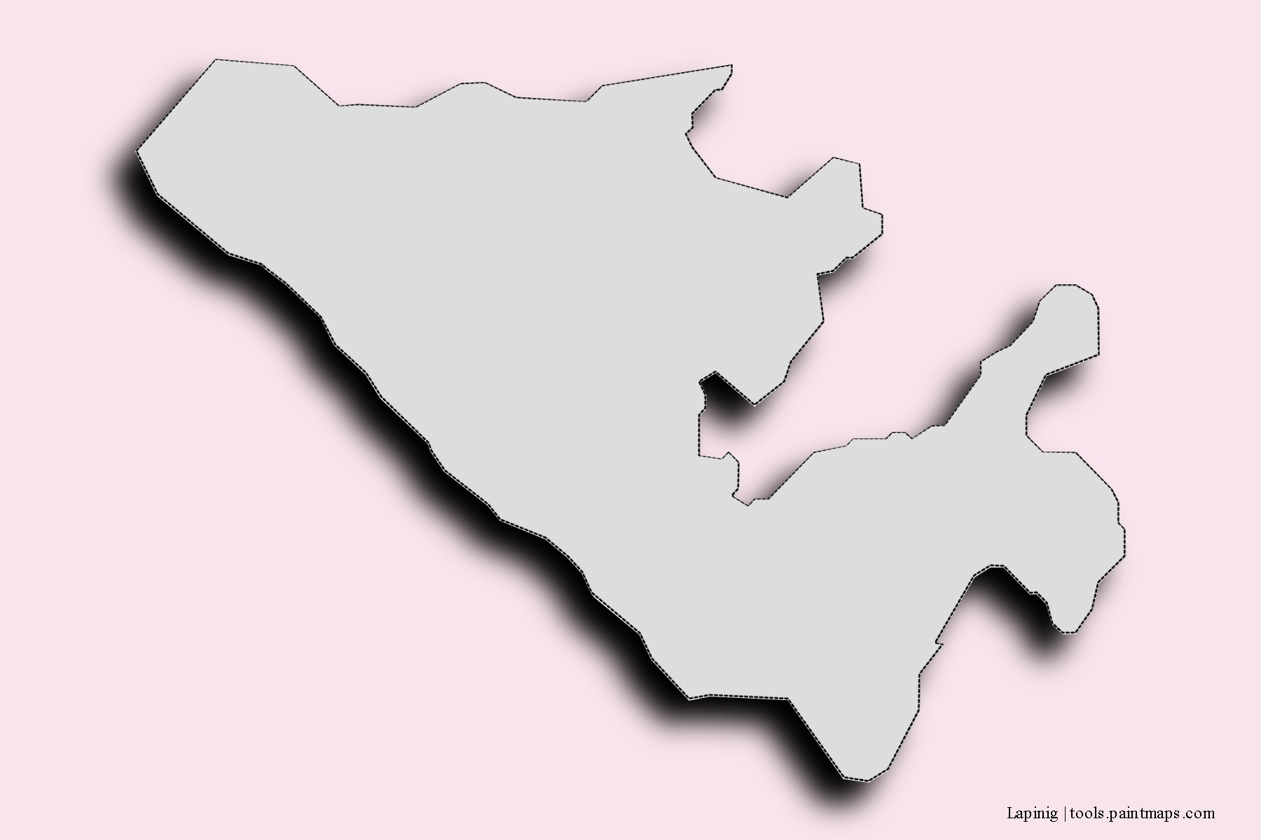 Mapa de barrios y pueblos de Lapinig con efecto de sombra 3D