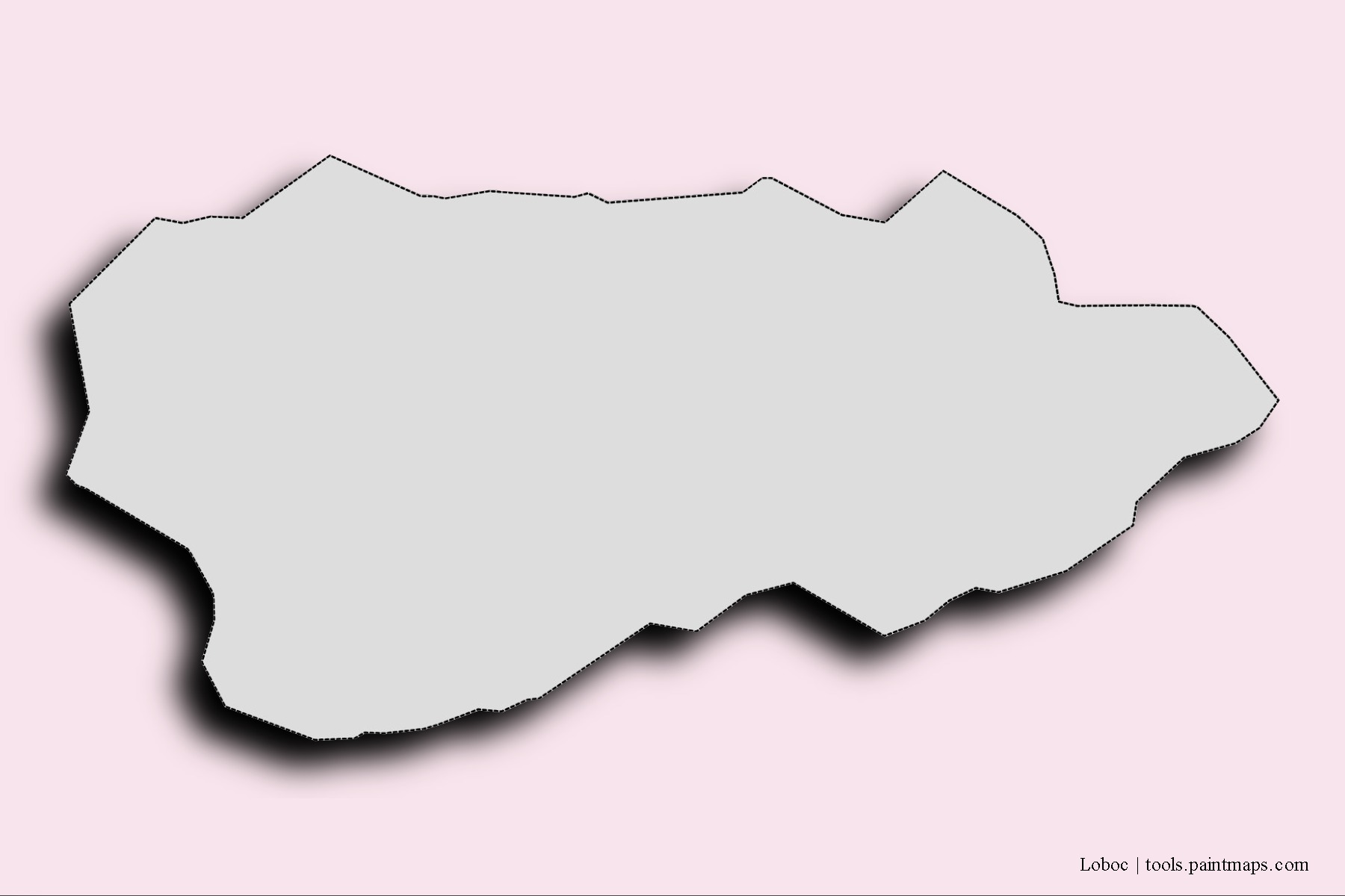 Mapa de barrios y pueblos de Loboc con efecto de sombra 3D