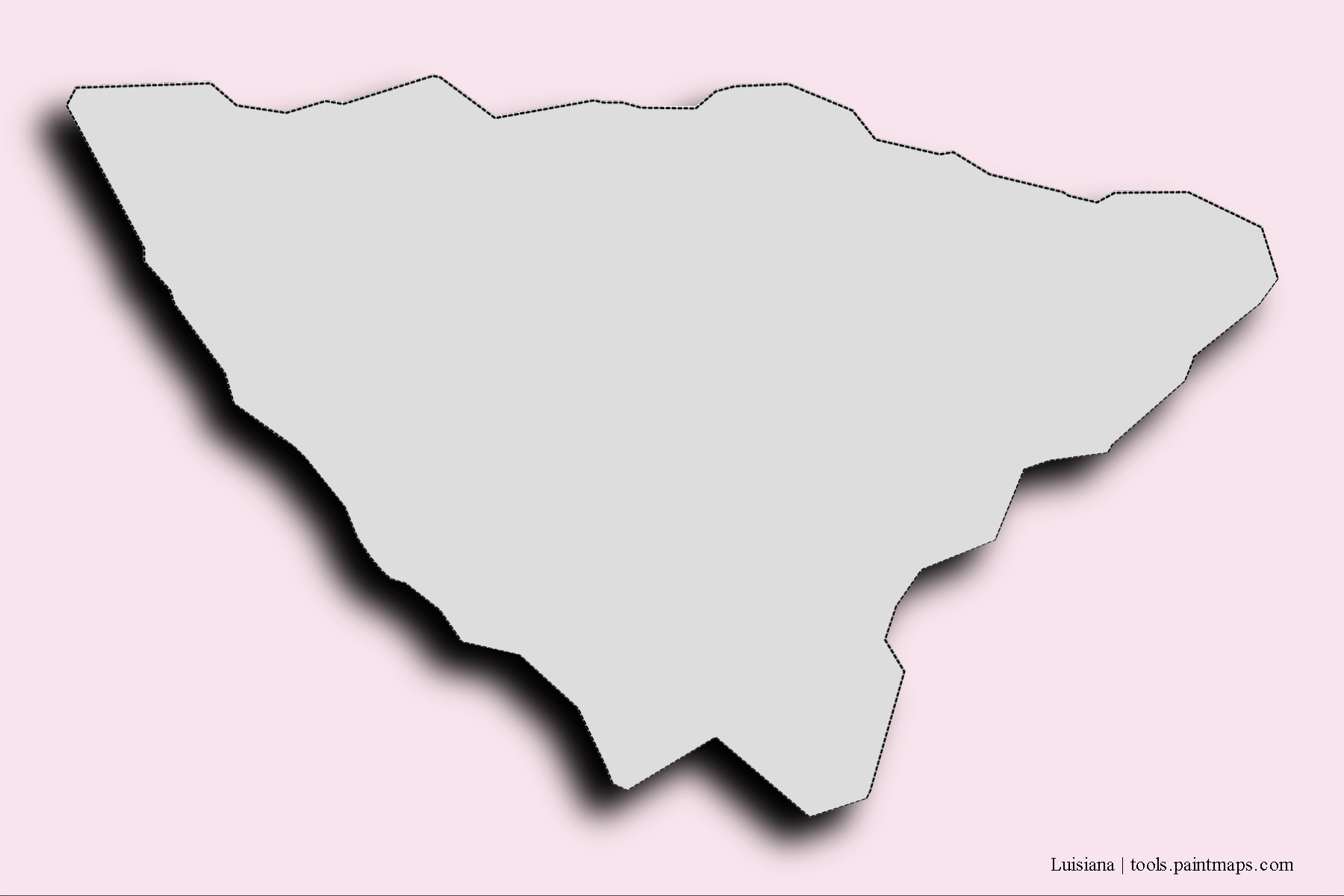 Mapa de barrios y pueblos de Luisiana con efecto de sombra 3D