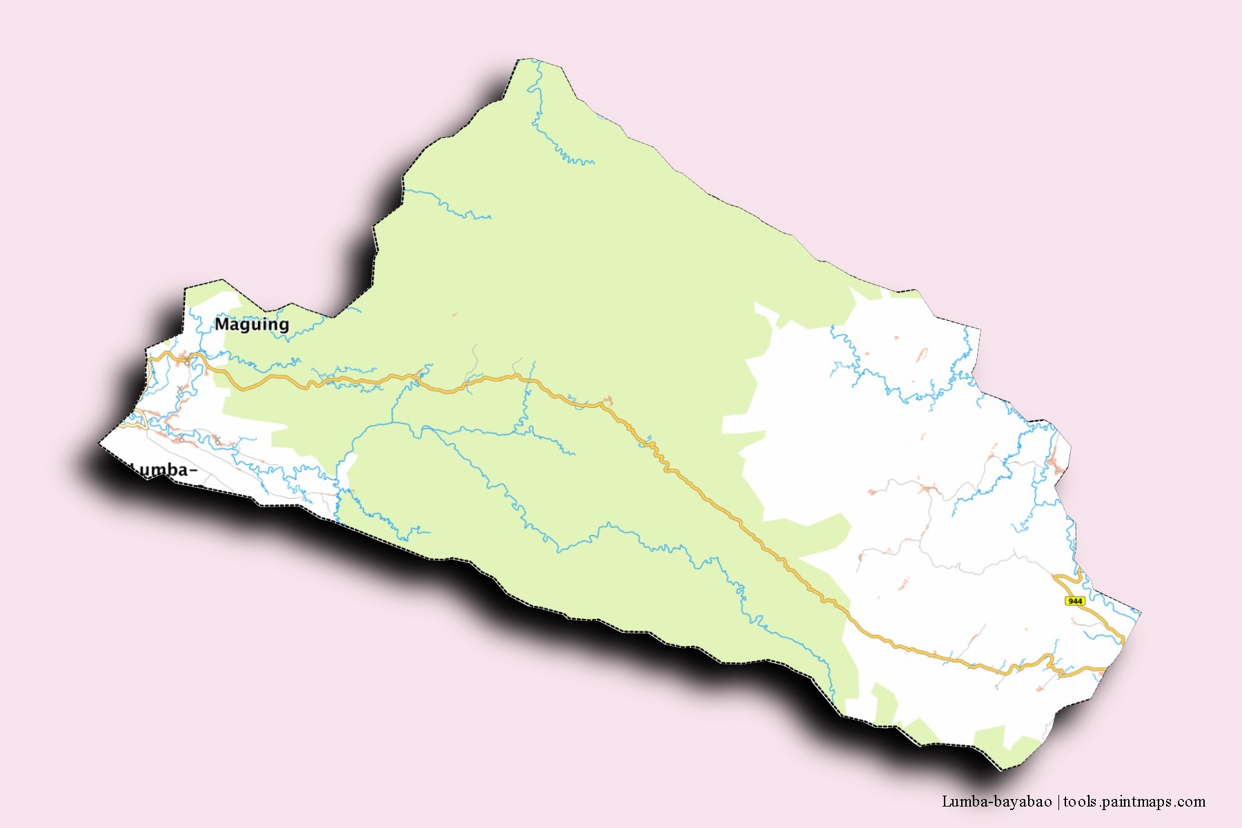 Lumba-bayabao neighborhoods and villages map with 3D shadow effect