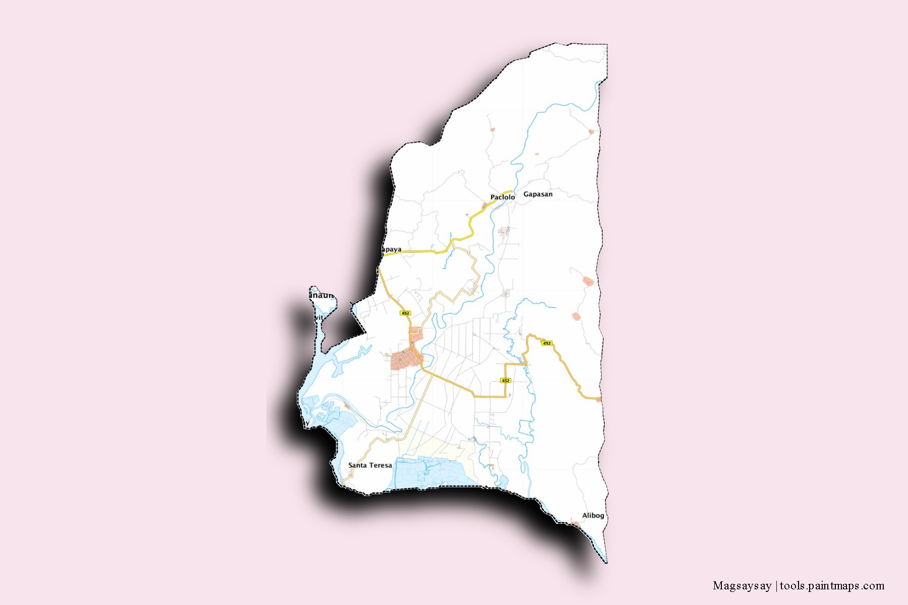 Magsaysay neighborhoods and villages map with 3D shadow effect