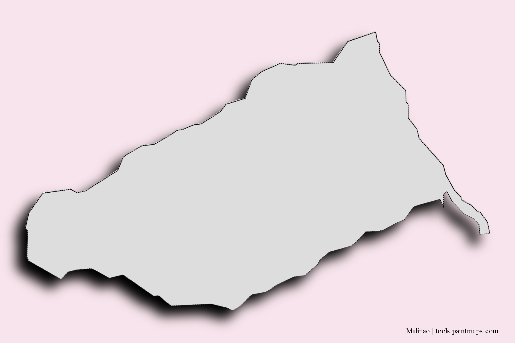 Mapa de barrios y pueblos de Malinao con efecto de sombra 3D