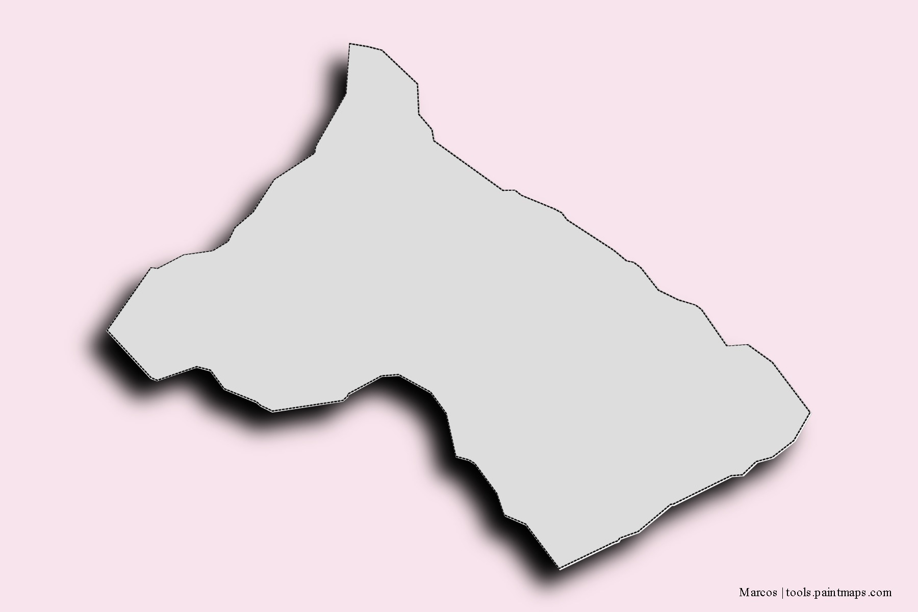 Mapa de barrios y pueblos de Marcos con efecto de sombra 3D