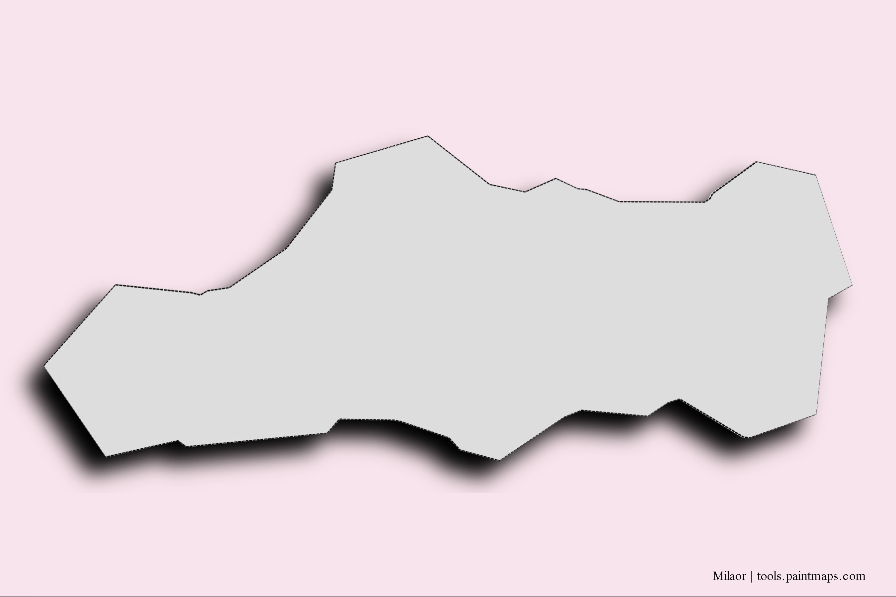 Milaor neighborhoods and villages map with 3D shadow effect