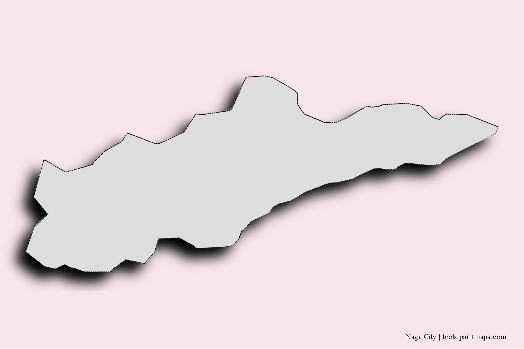 3D gölge efektli Naga City mahalleleri ve köyleri haritası